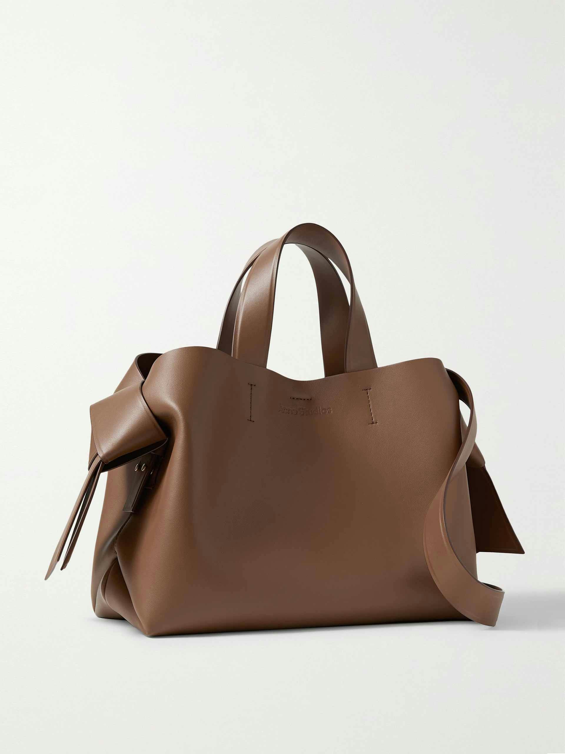 Brown knotted leather tote