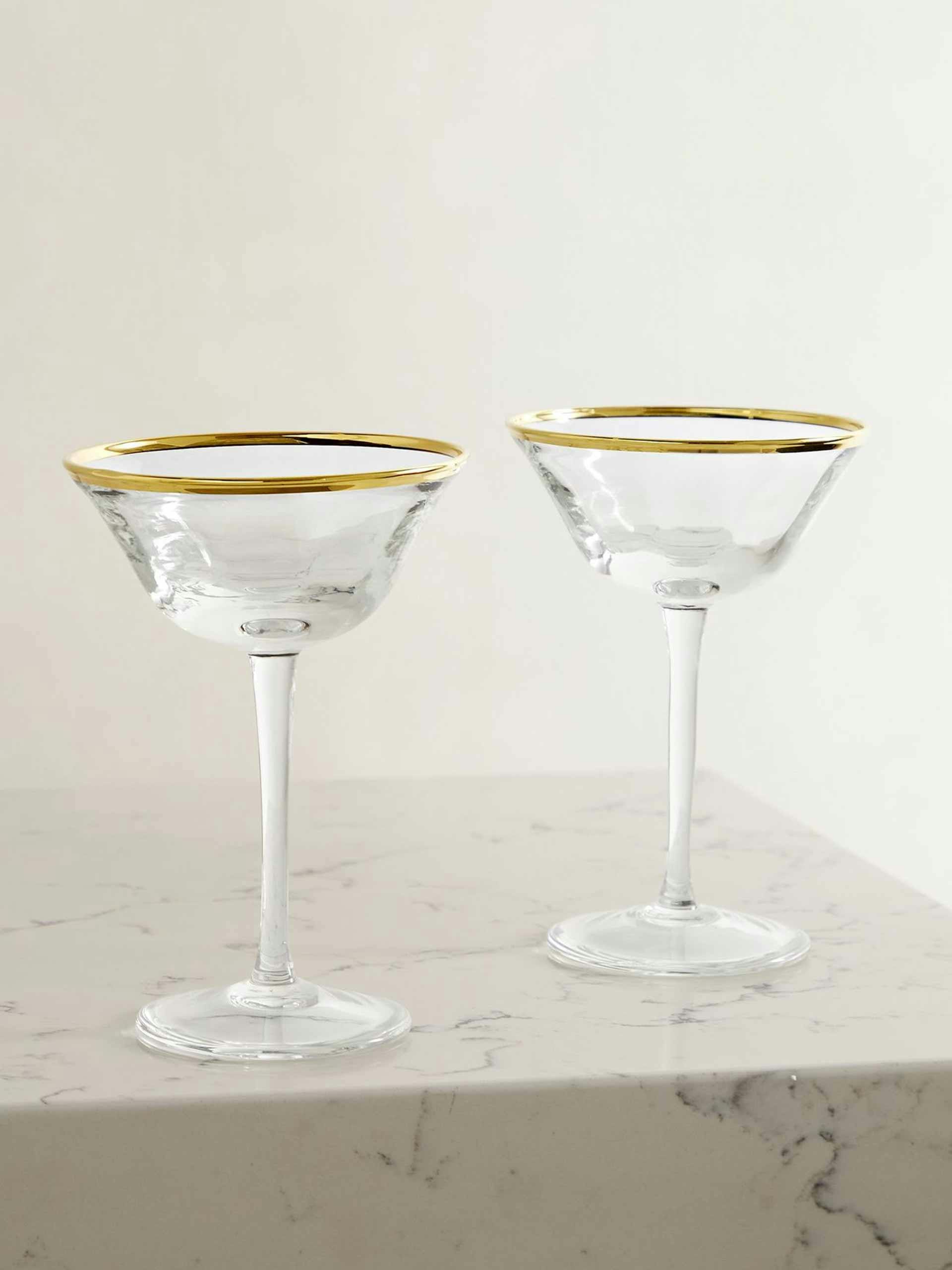 Gold rimmed crystal coupes (set of 2)