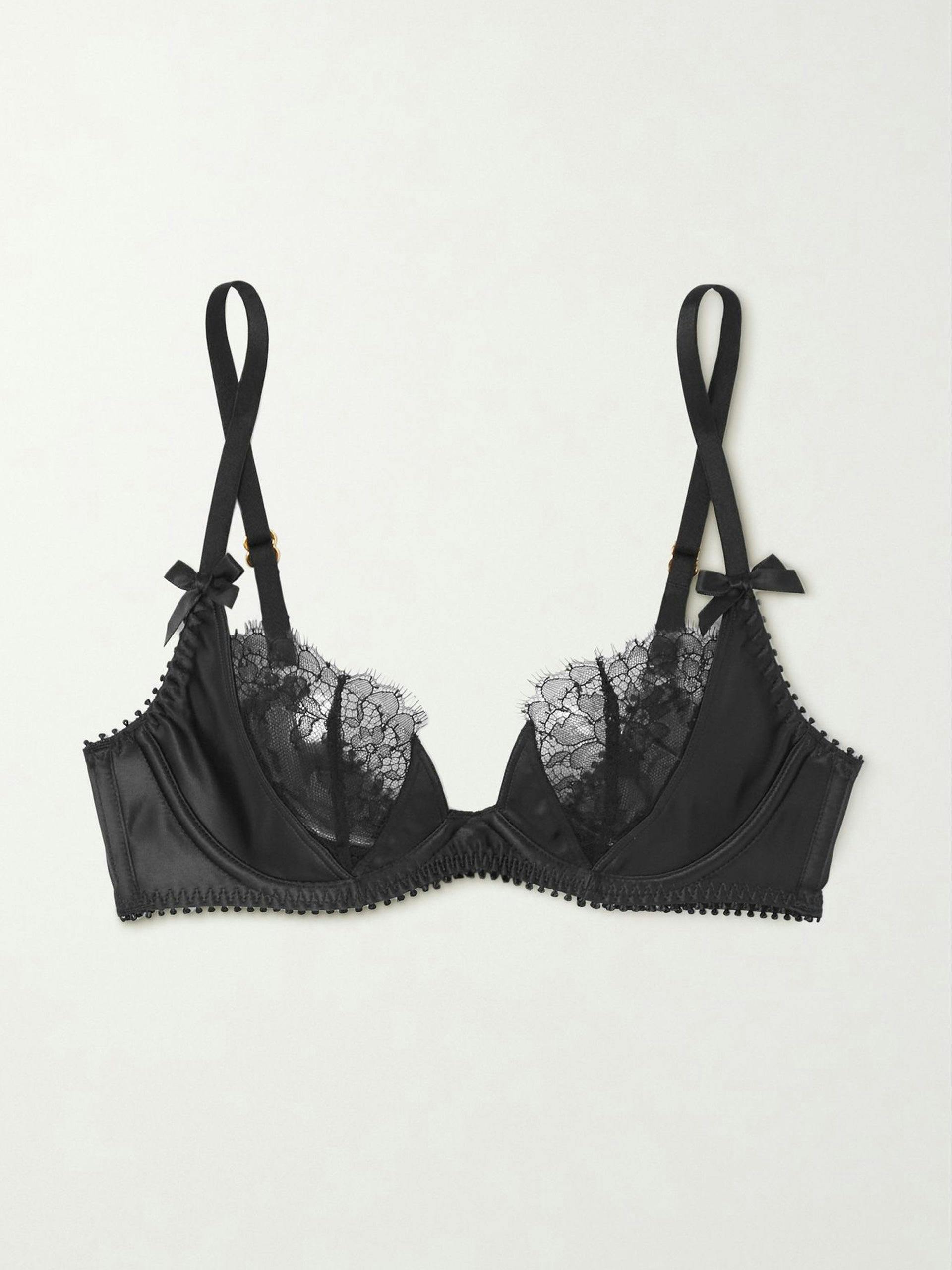 Ryan satin and Leavers lace underwired bra