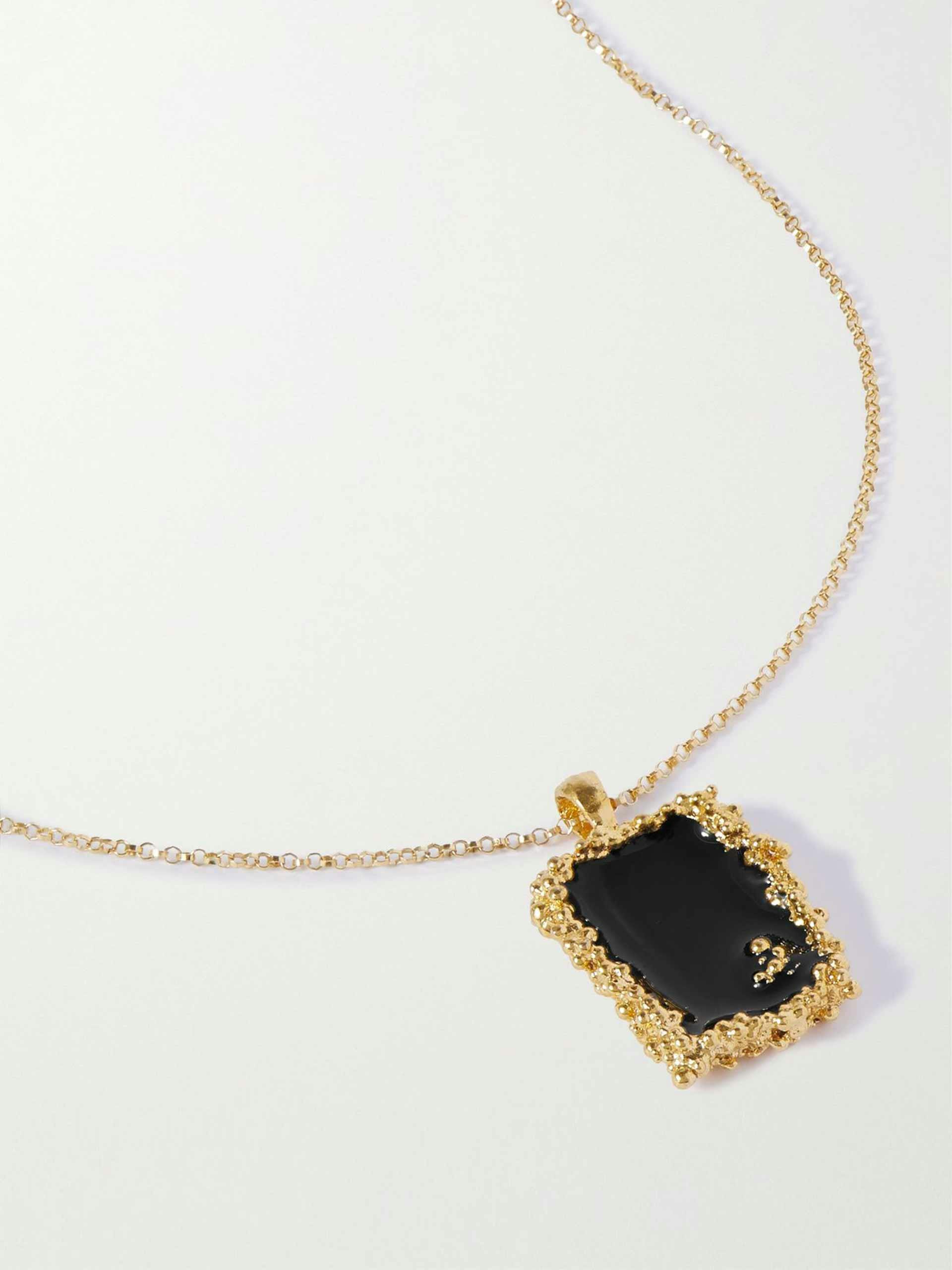 “The Inkwell Vignette” gold-plated enamel necklace