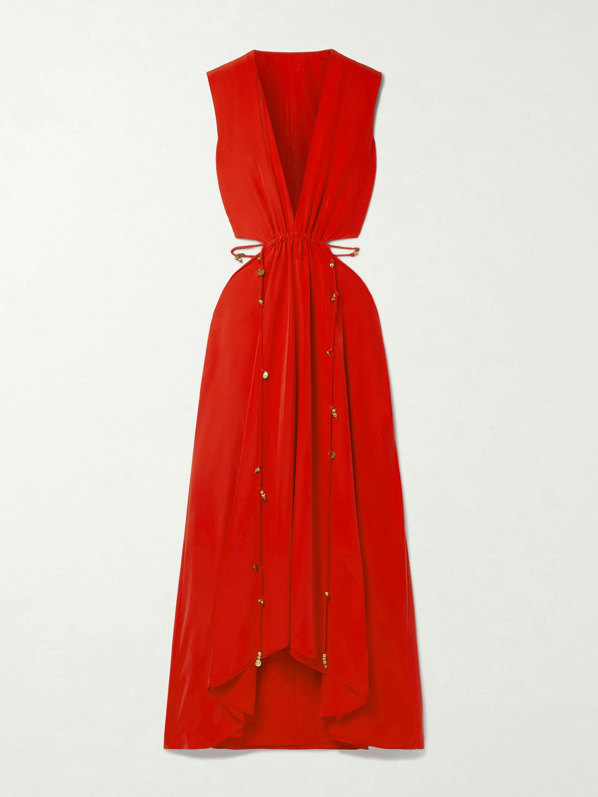 Ayubi asymmetric cutout embellished crepe dress