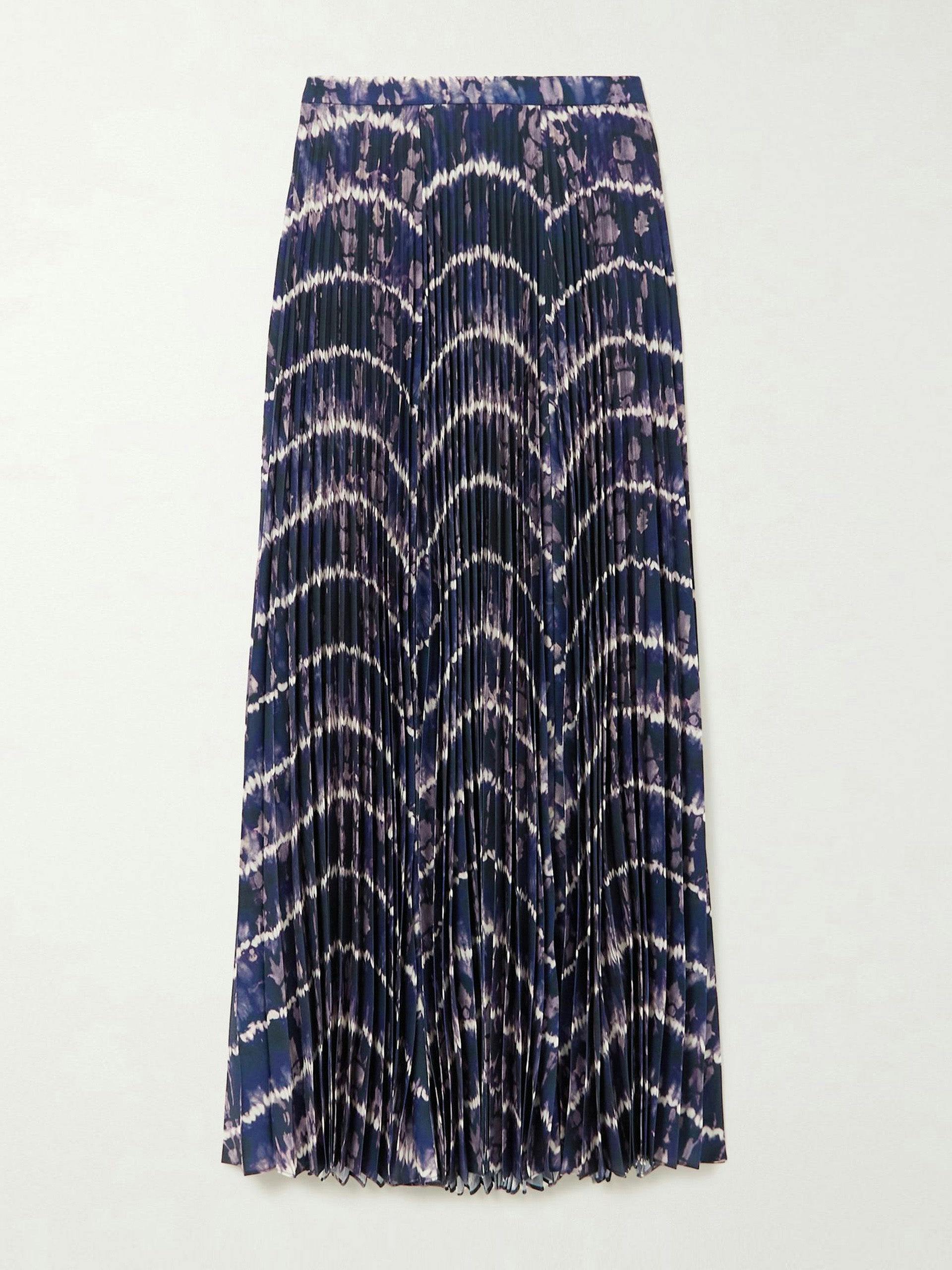Pleated printed maxi skirt