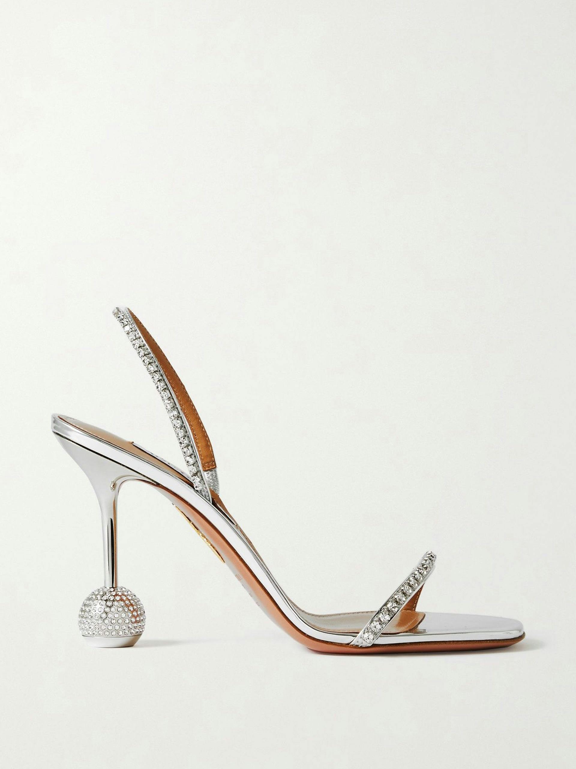Crystal embellished metallic slingback sandals