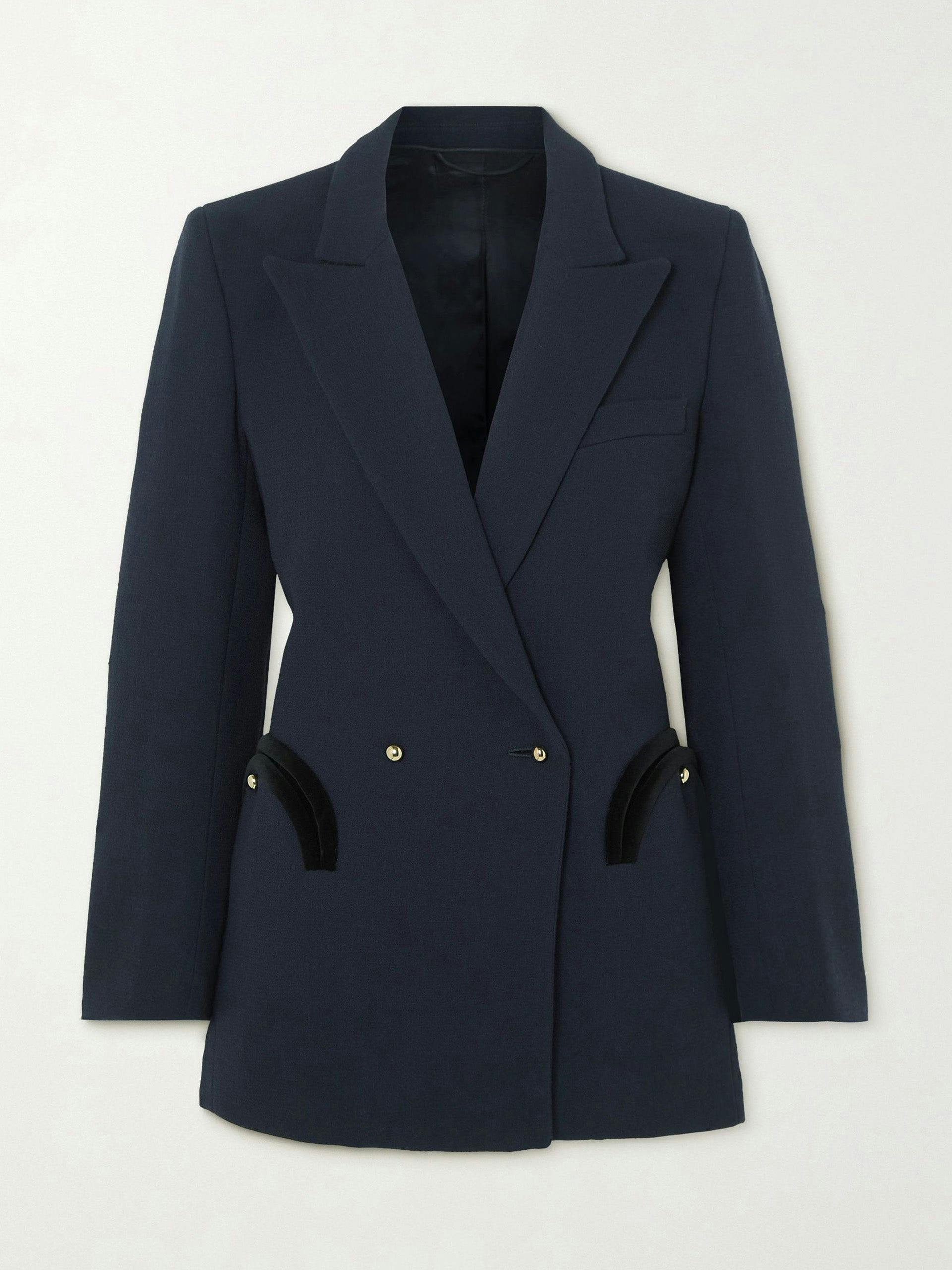 Double-breasted navy blazer