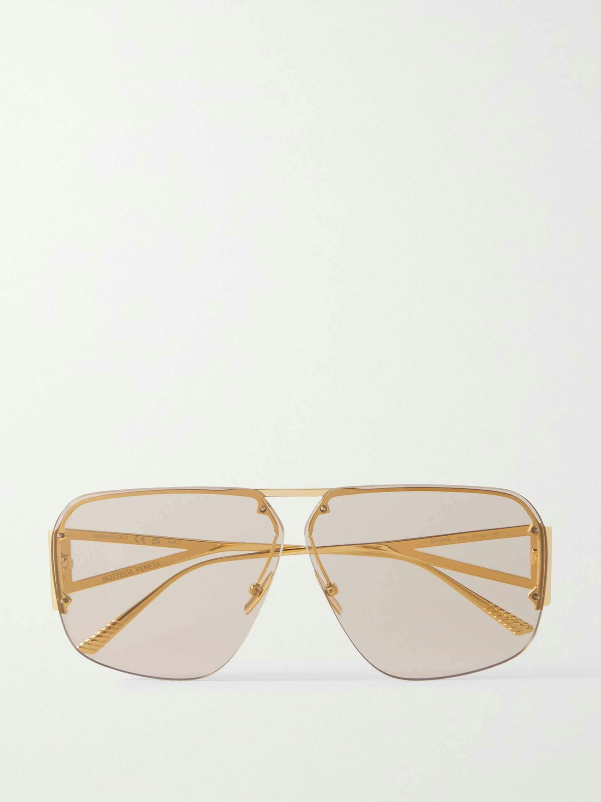 Oversized aviator-style gold-tone sunglasses