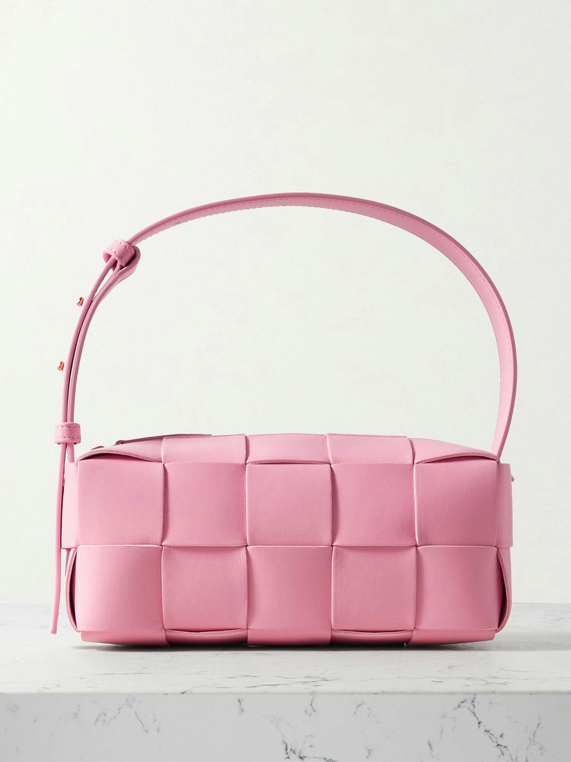 Pink leather intrecciato bag
