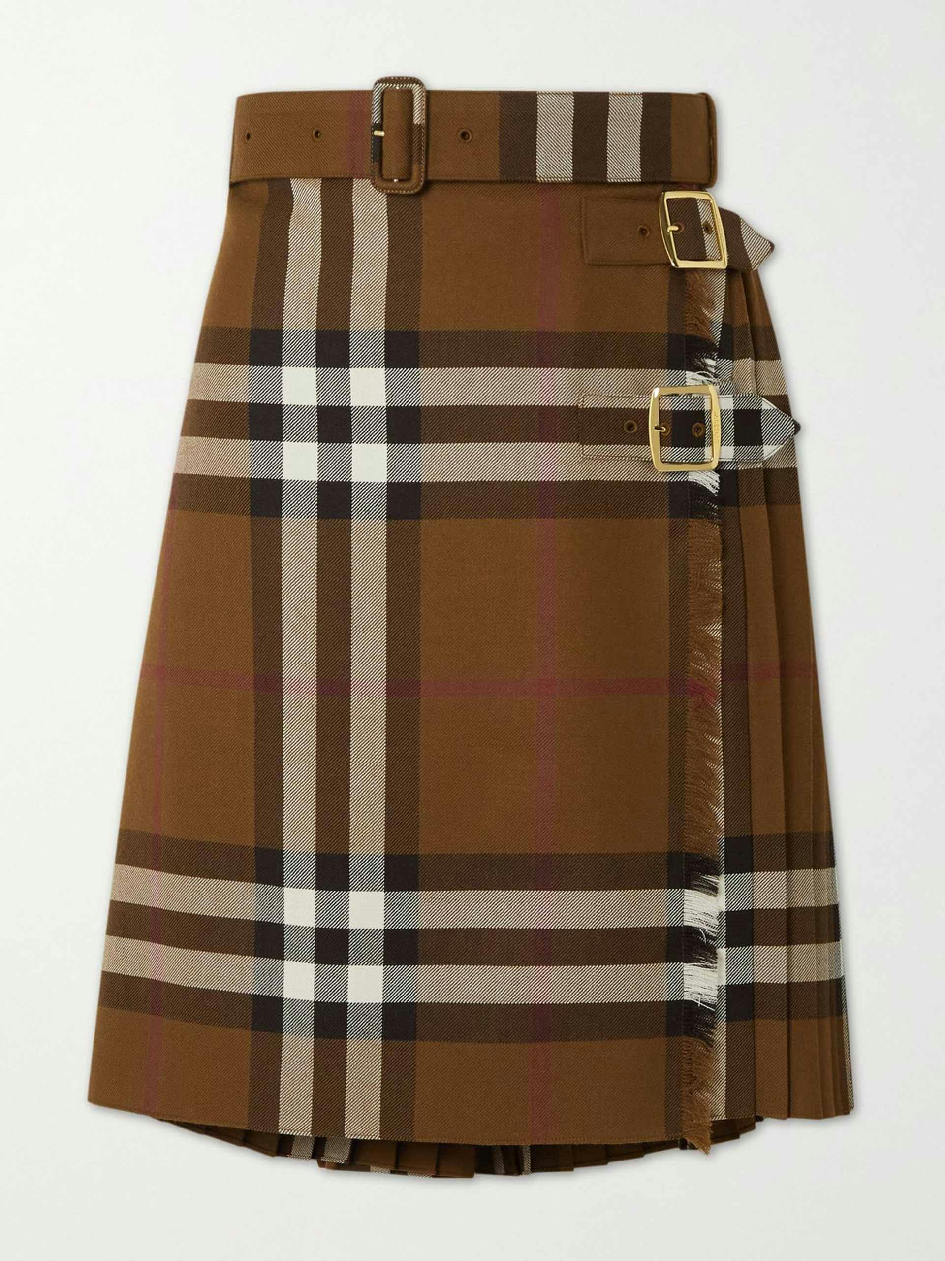 Belted checked wool kilt