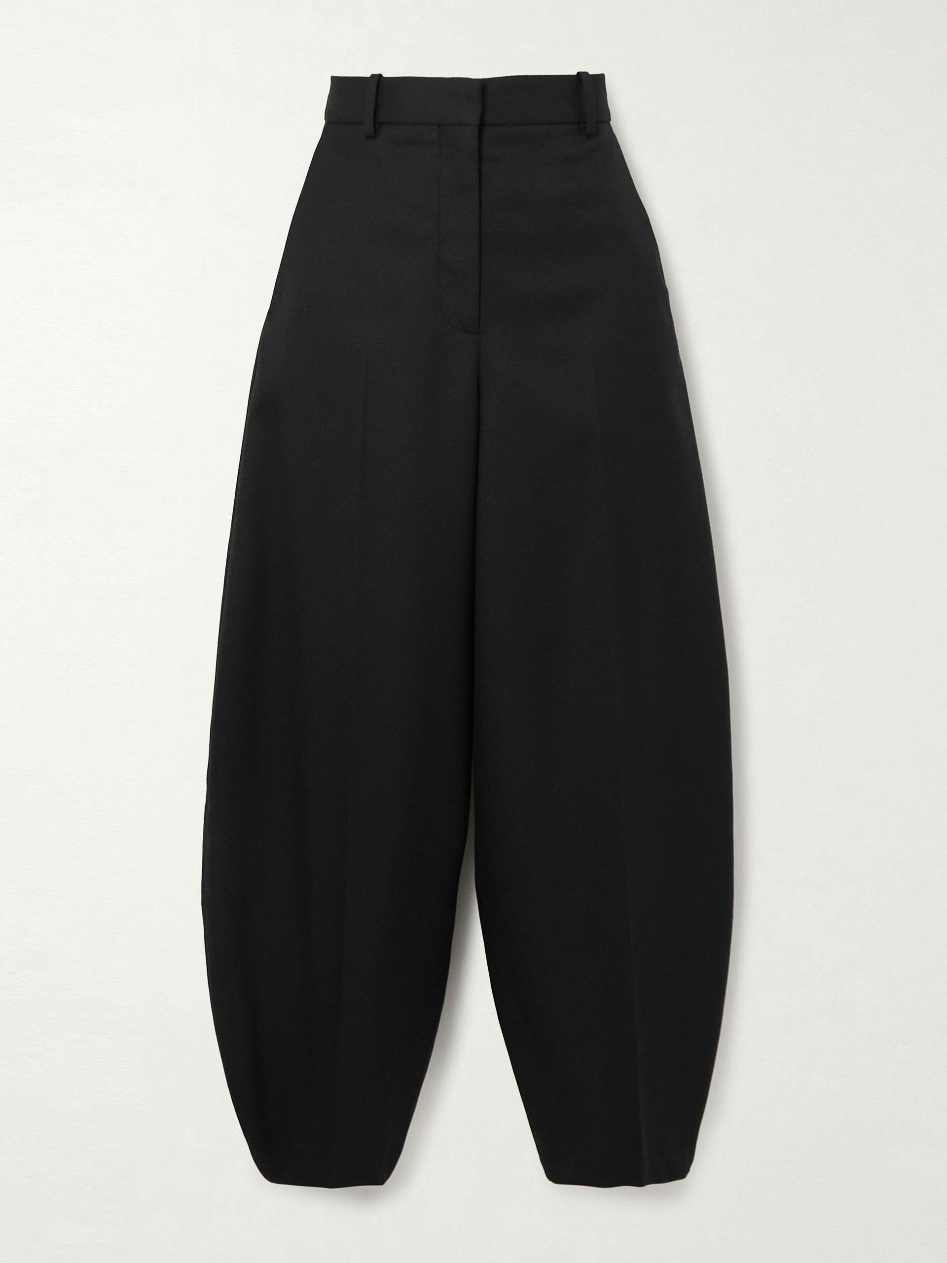 Black stretch recycled-twill tapered trousers