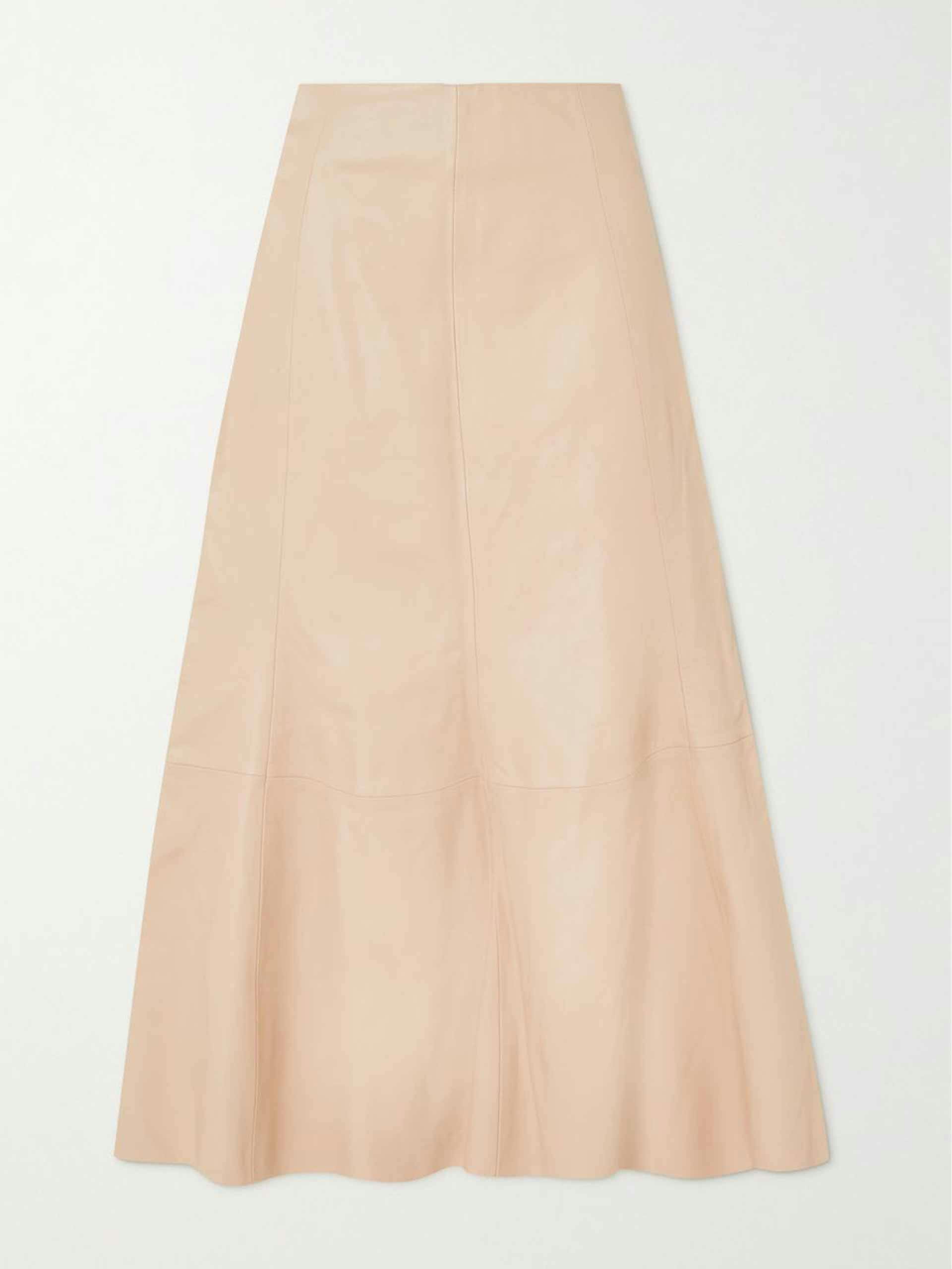 Floela paneled leather midi skirt