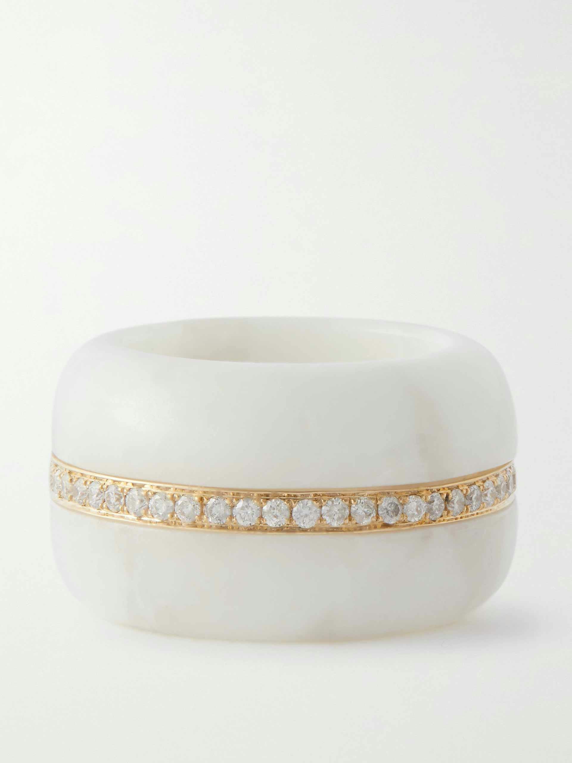 14kt gold, marble and diamond ring