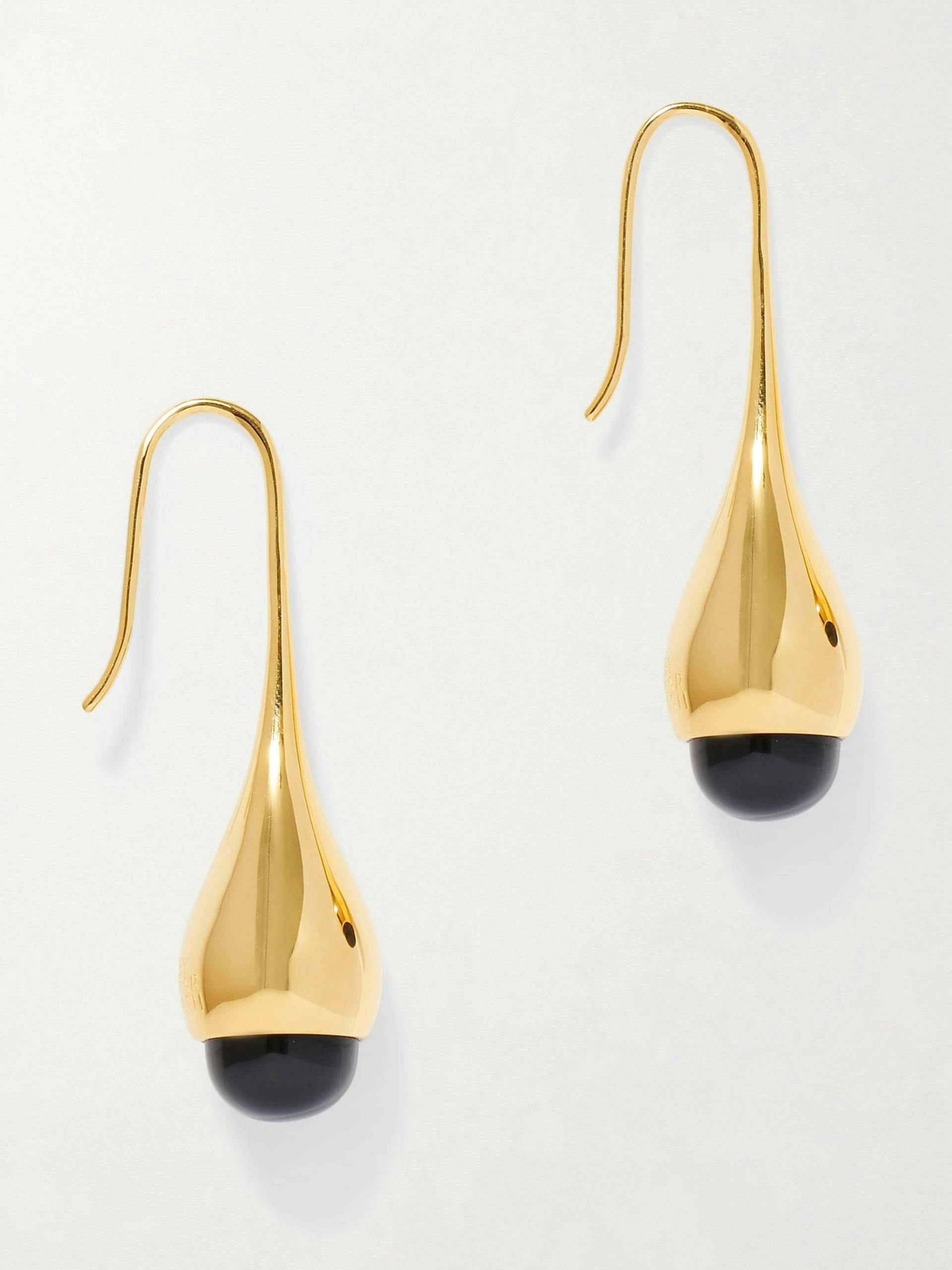 14-karat recycled gold onyx earrings