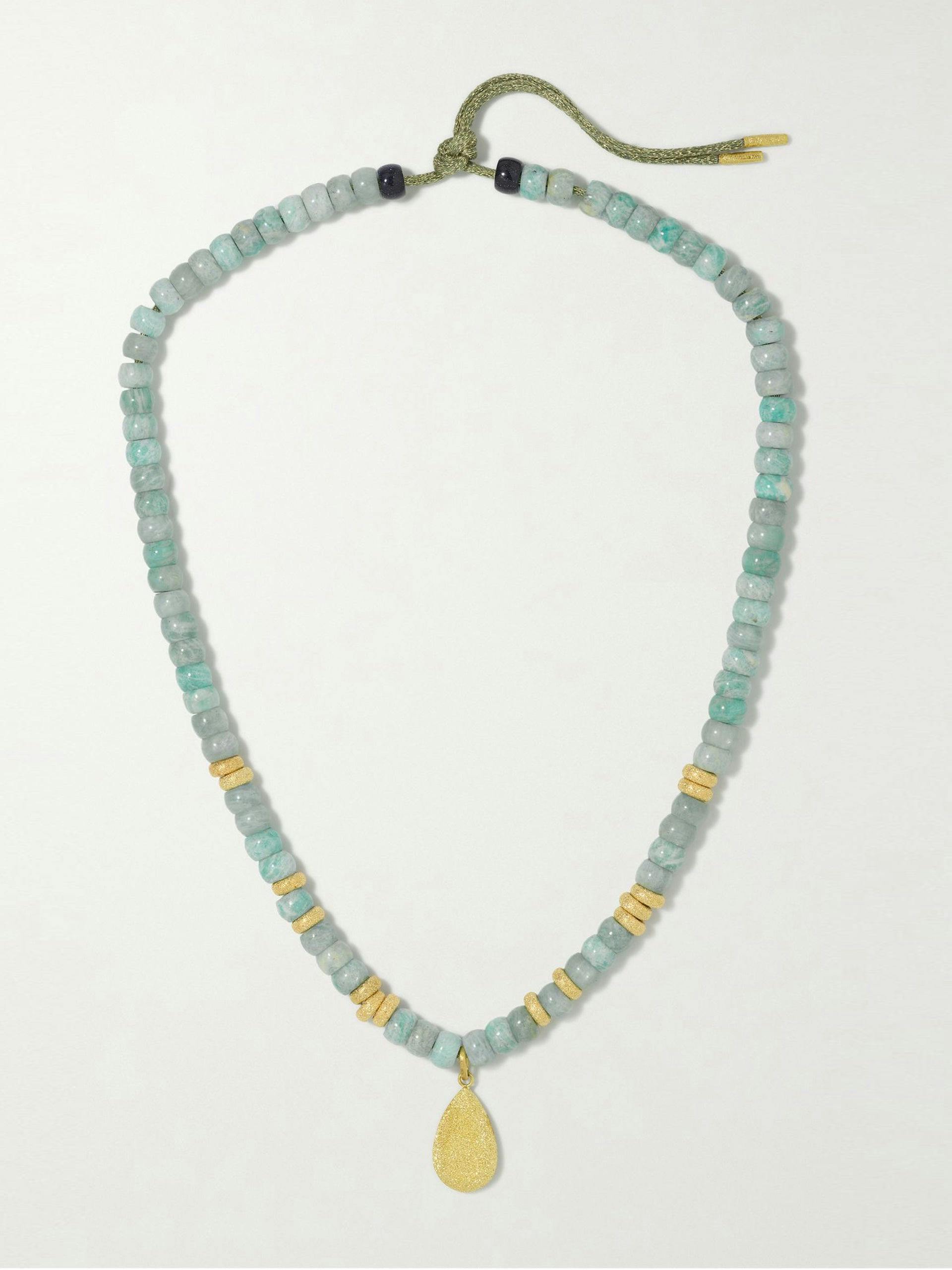 18kt gold and beaded necklace