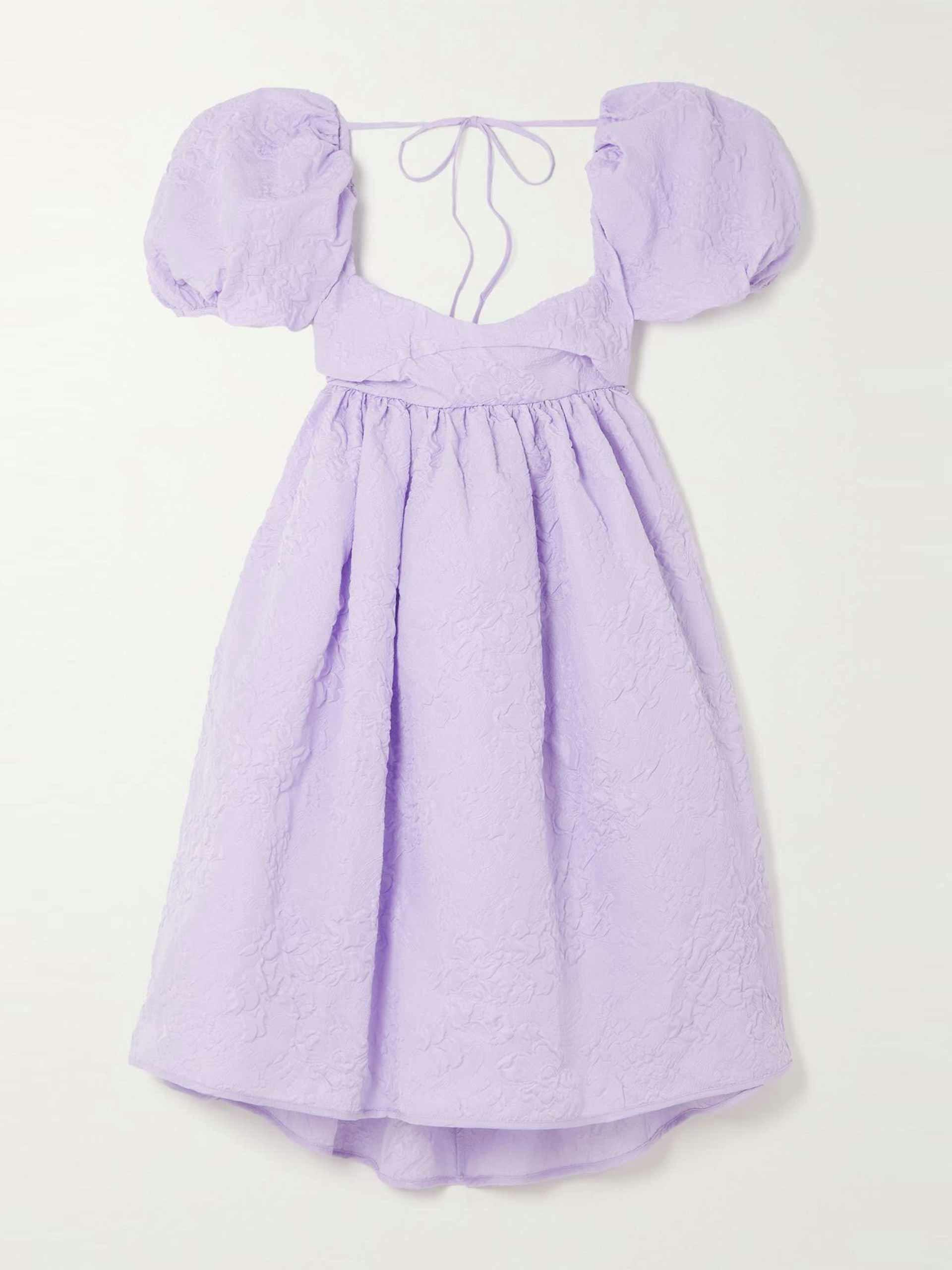 Purple open back mini dress