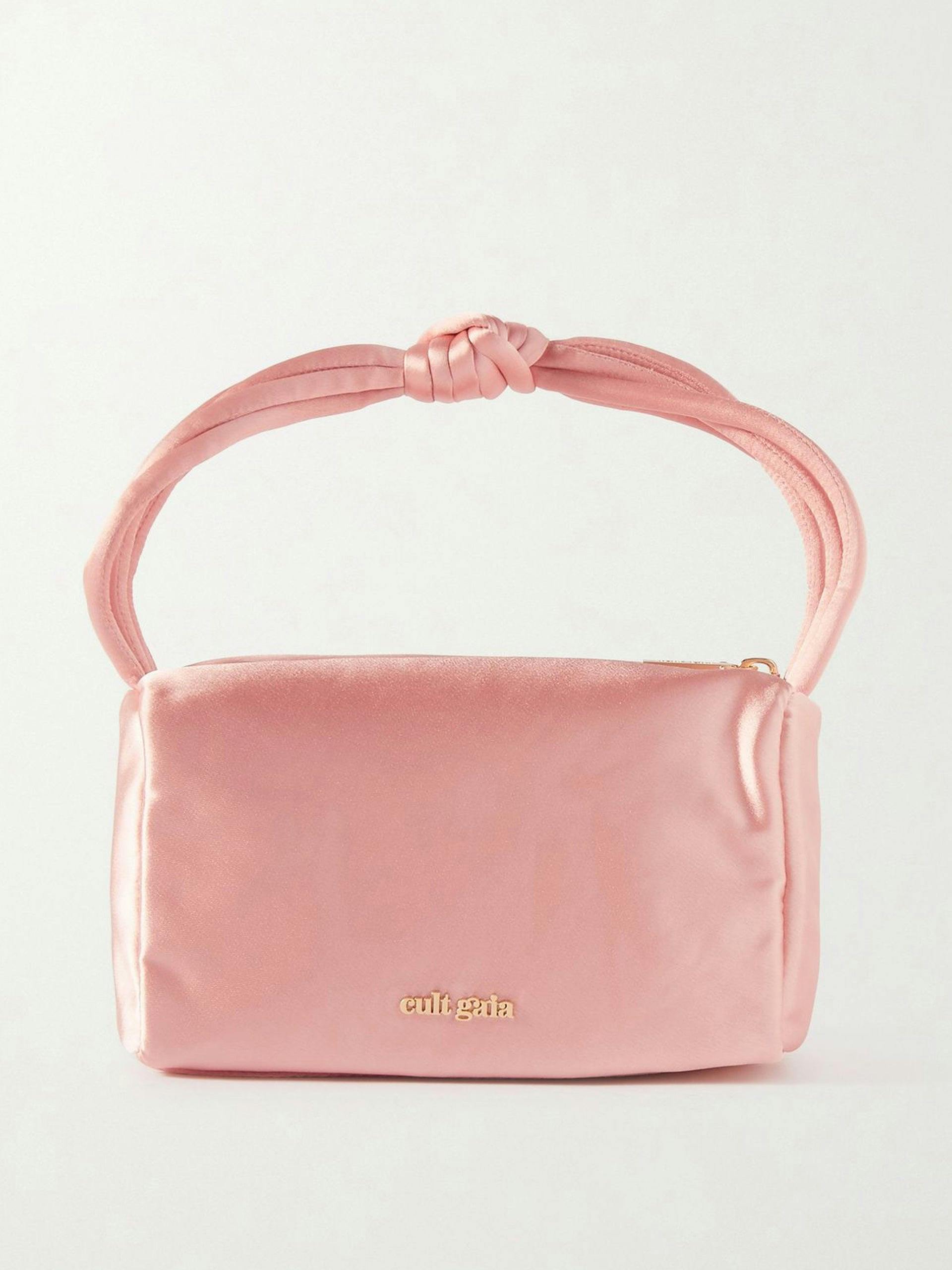 Pink satin mini tote bag