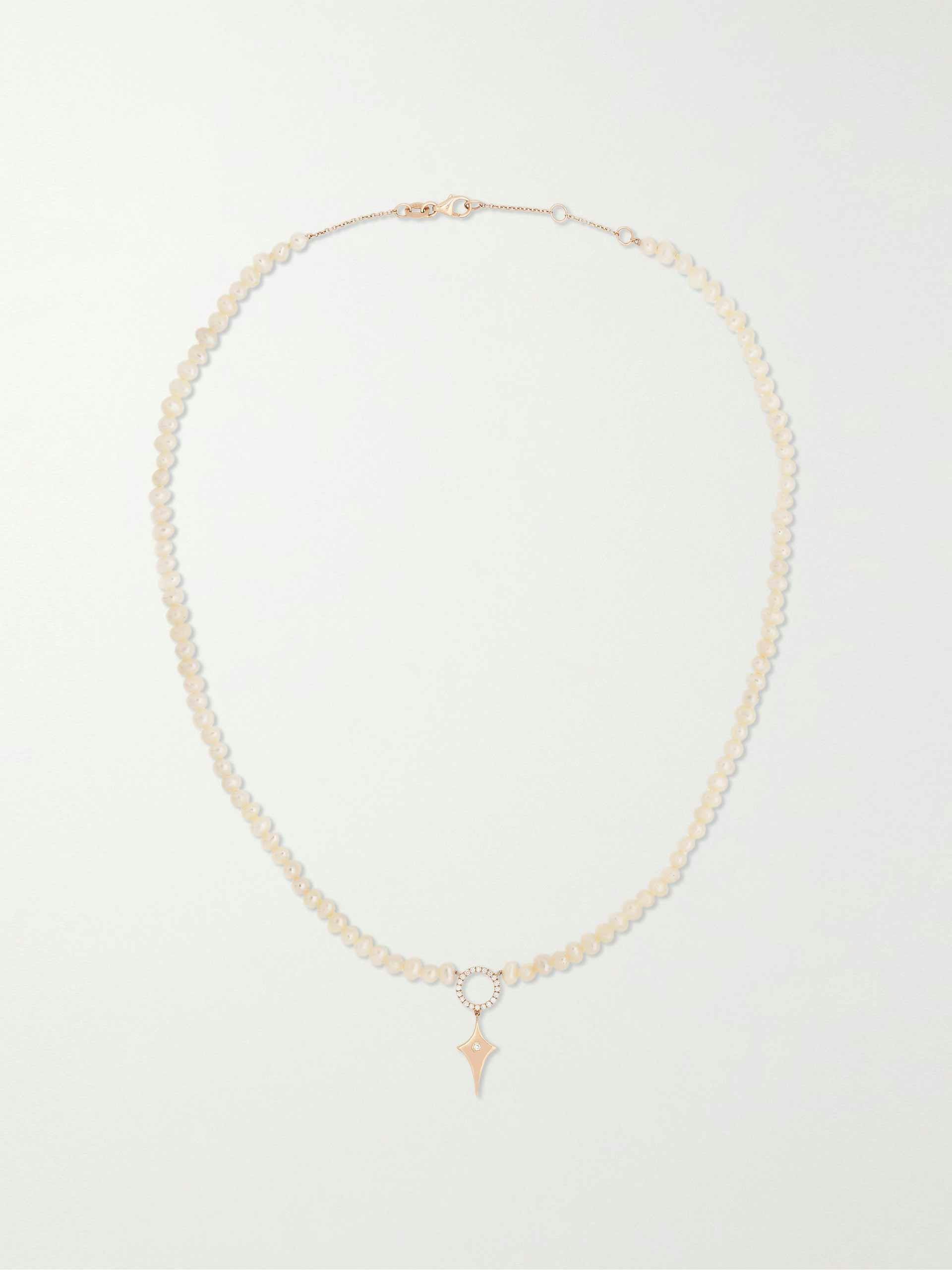 Rose gold, pearl and diamond necklace