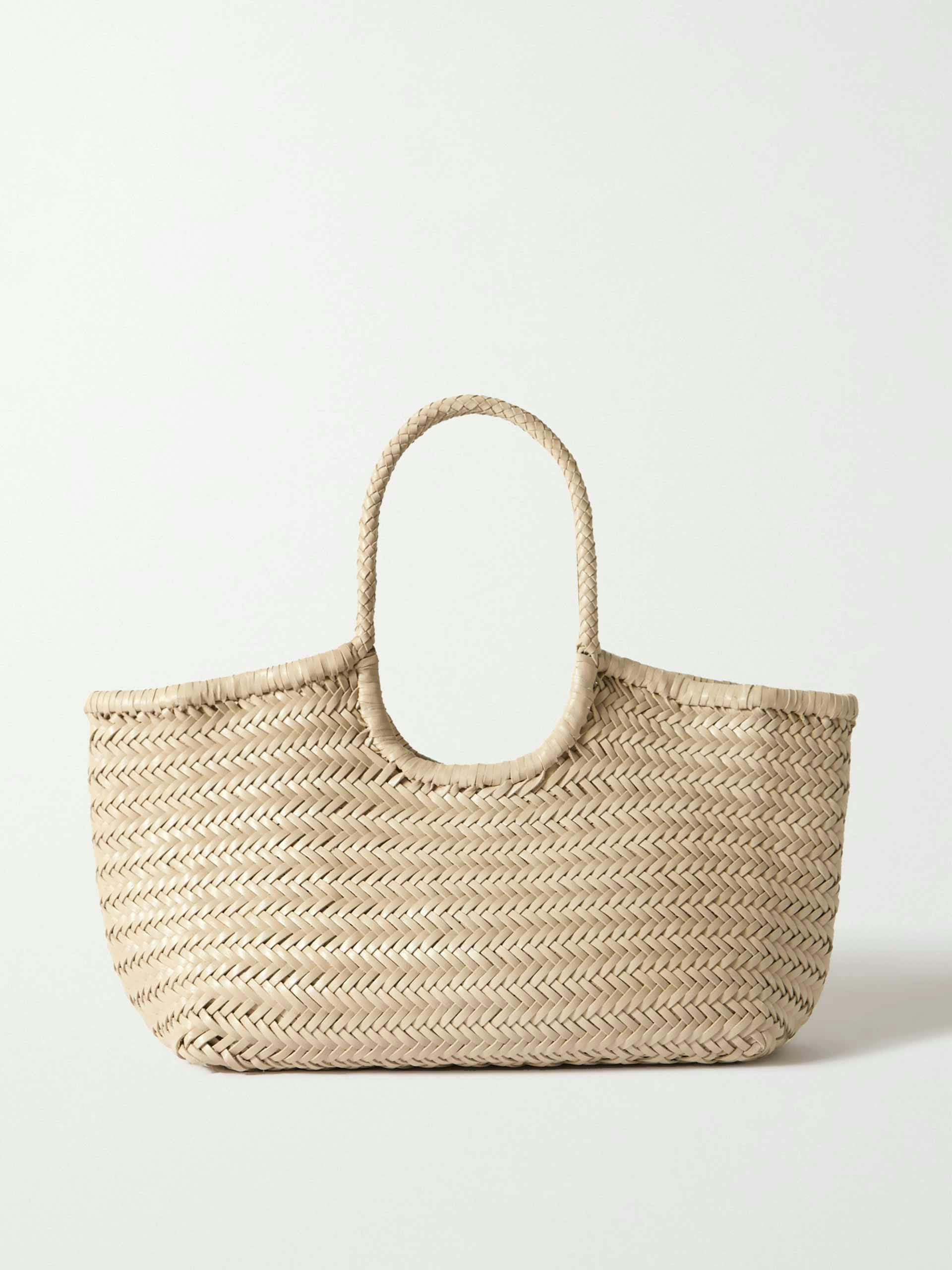 Woven leather tote