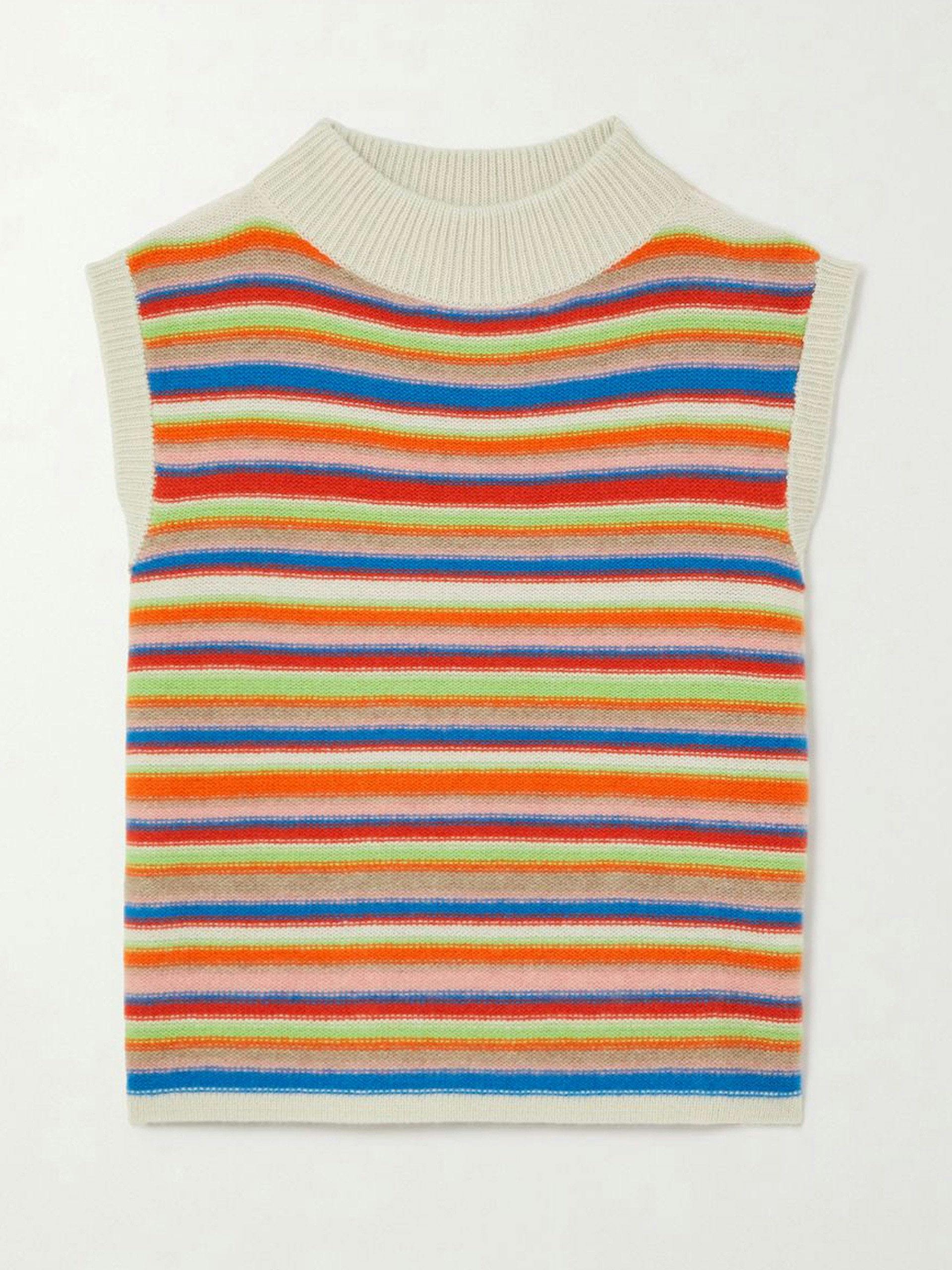 Rainbow striped cashmere vest
