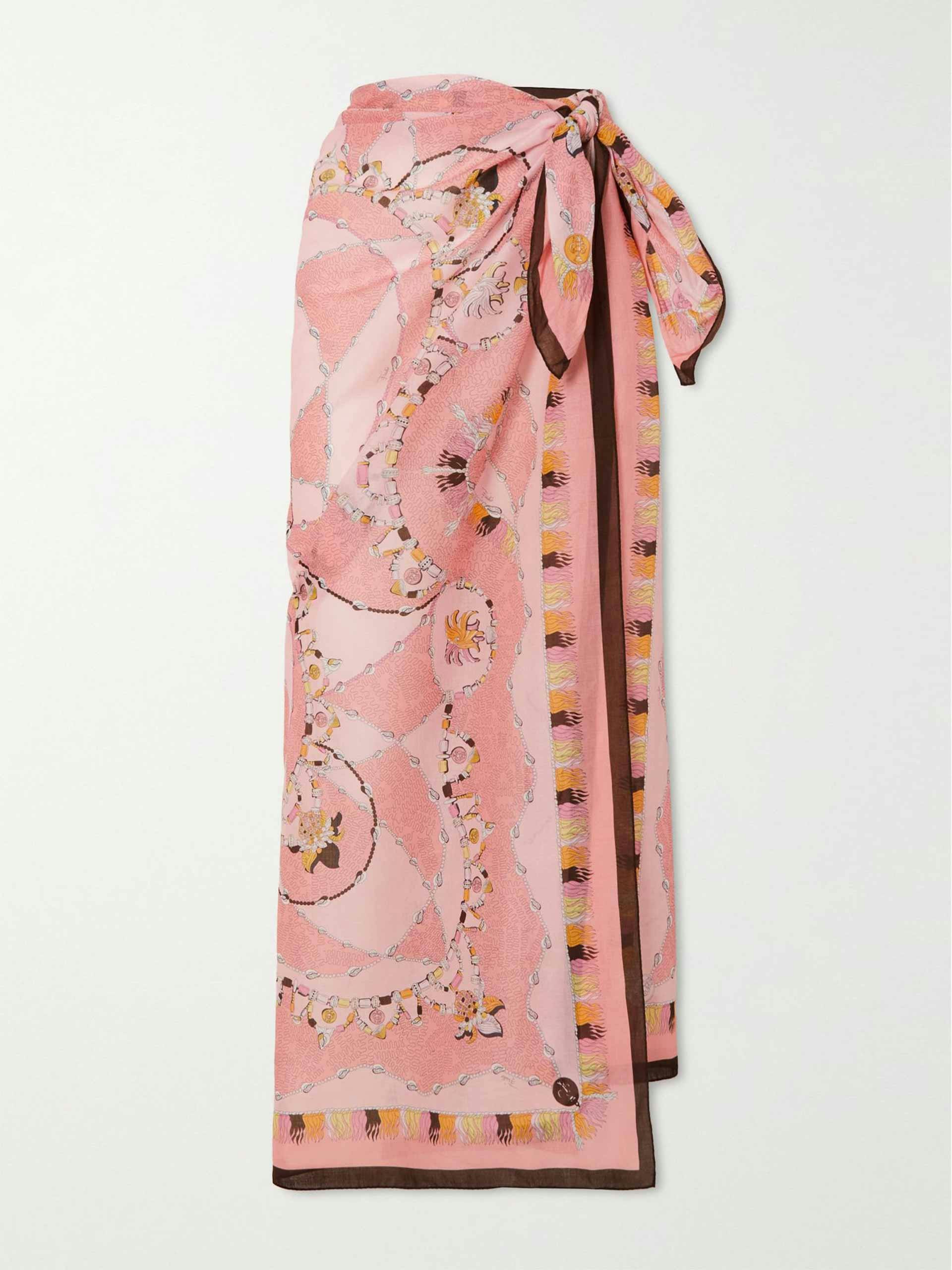 Pink printed cotton-voile sarong