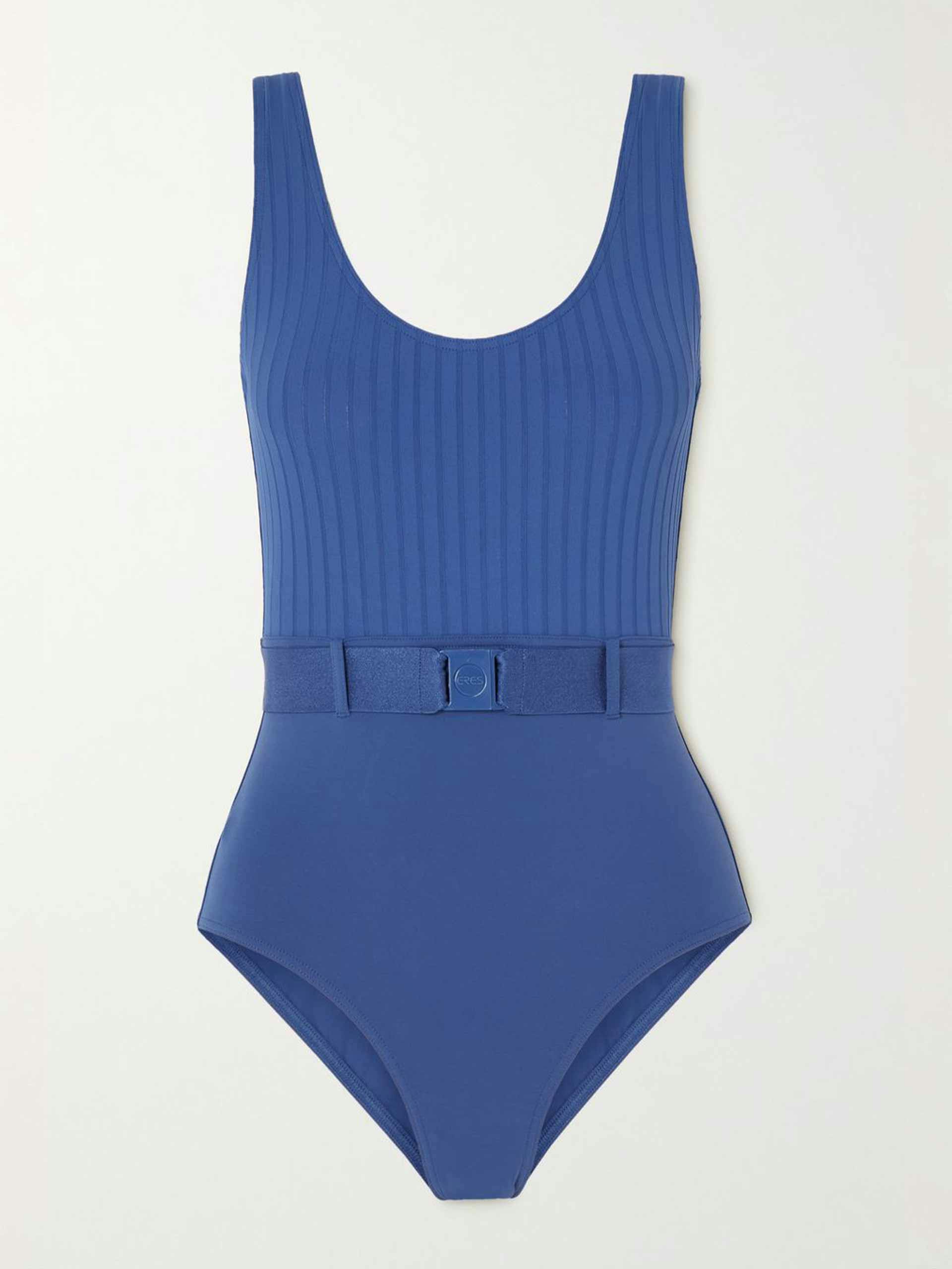 Blue belted swimsuit