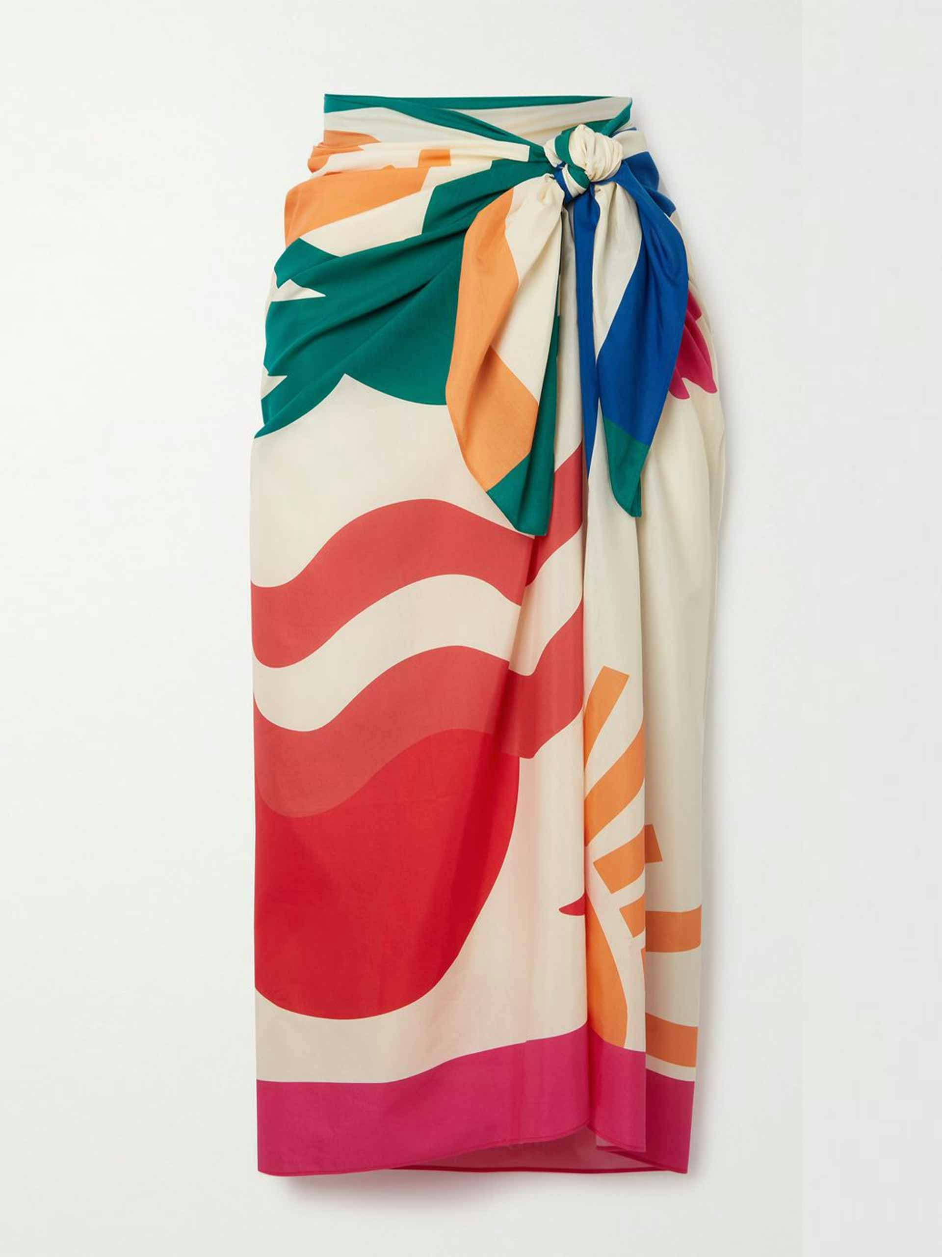 Printed cotton and silk blend sarong
