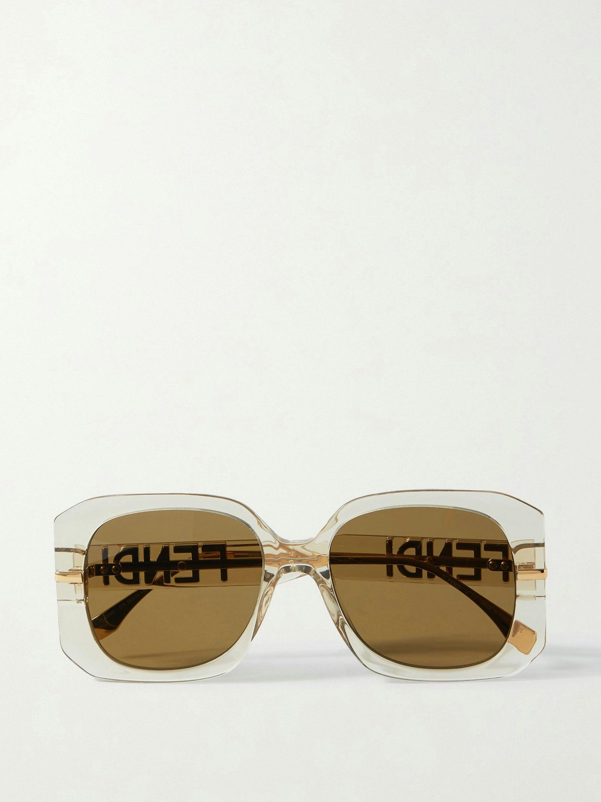 Fendigraphy oversized square-frame acetate and gold-tone sunglasses