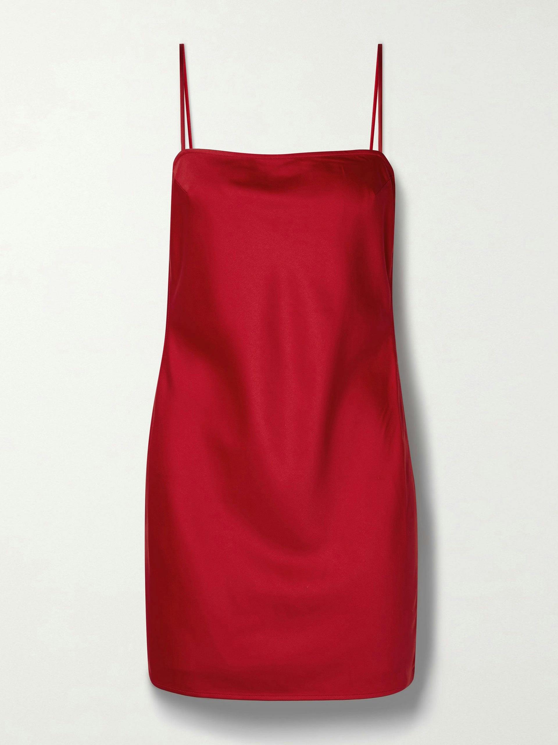 Red Love Bound cutout recycled silk-satin chemise