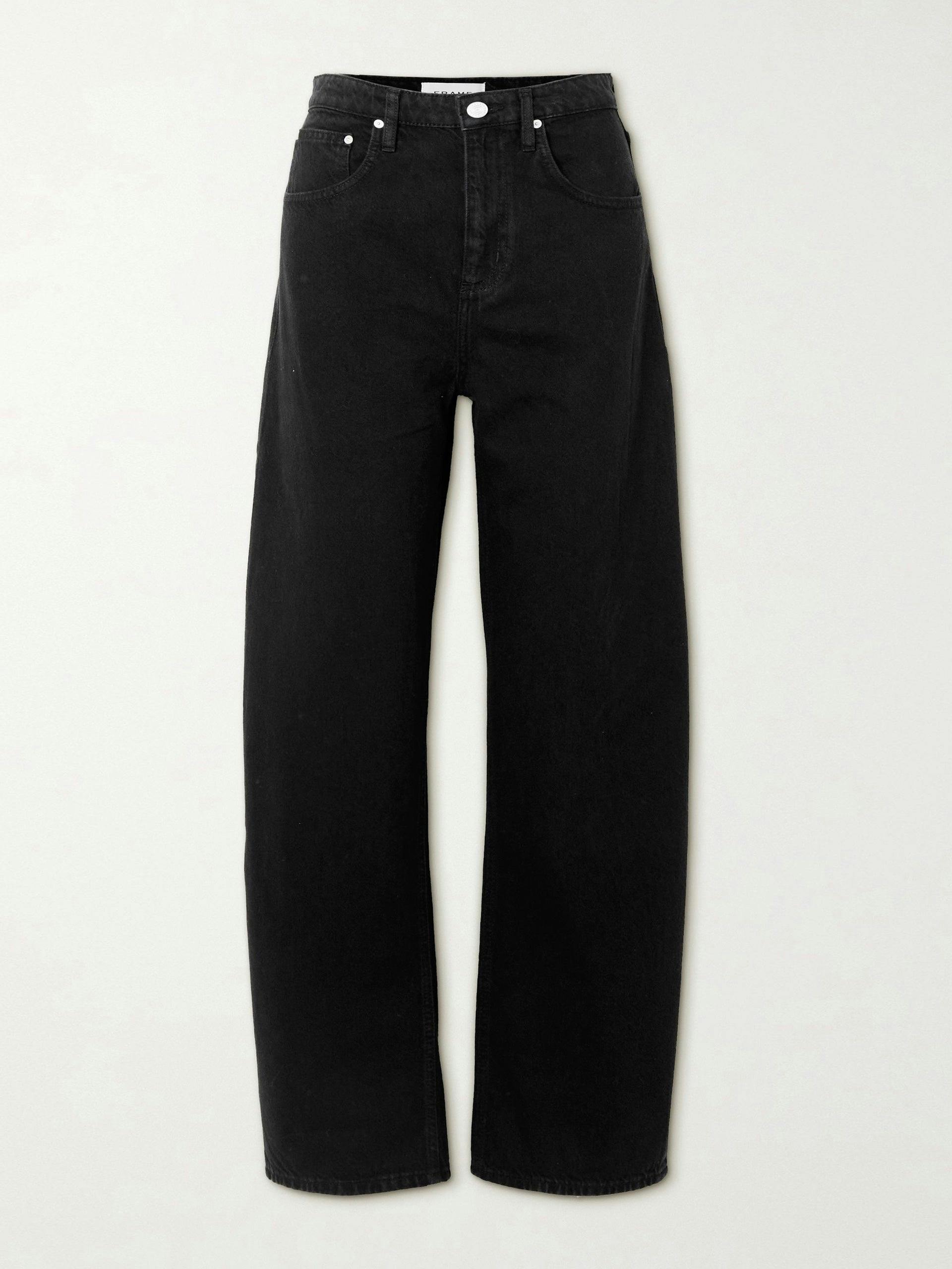 Black high-rise tapered jeans