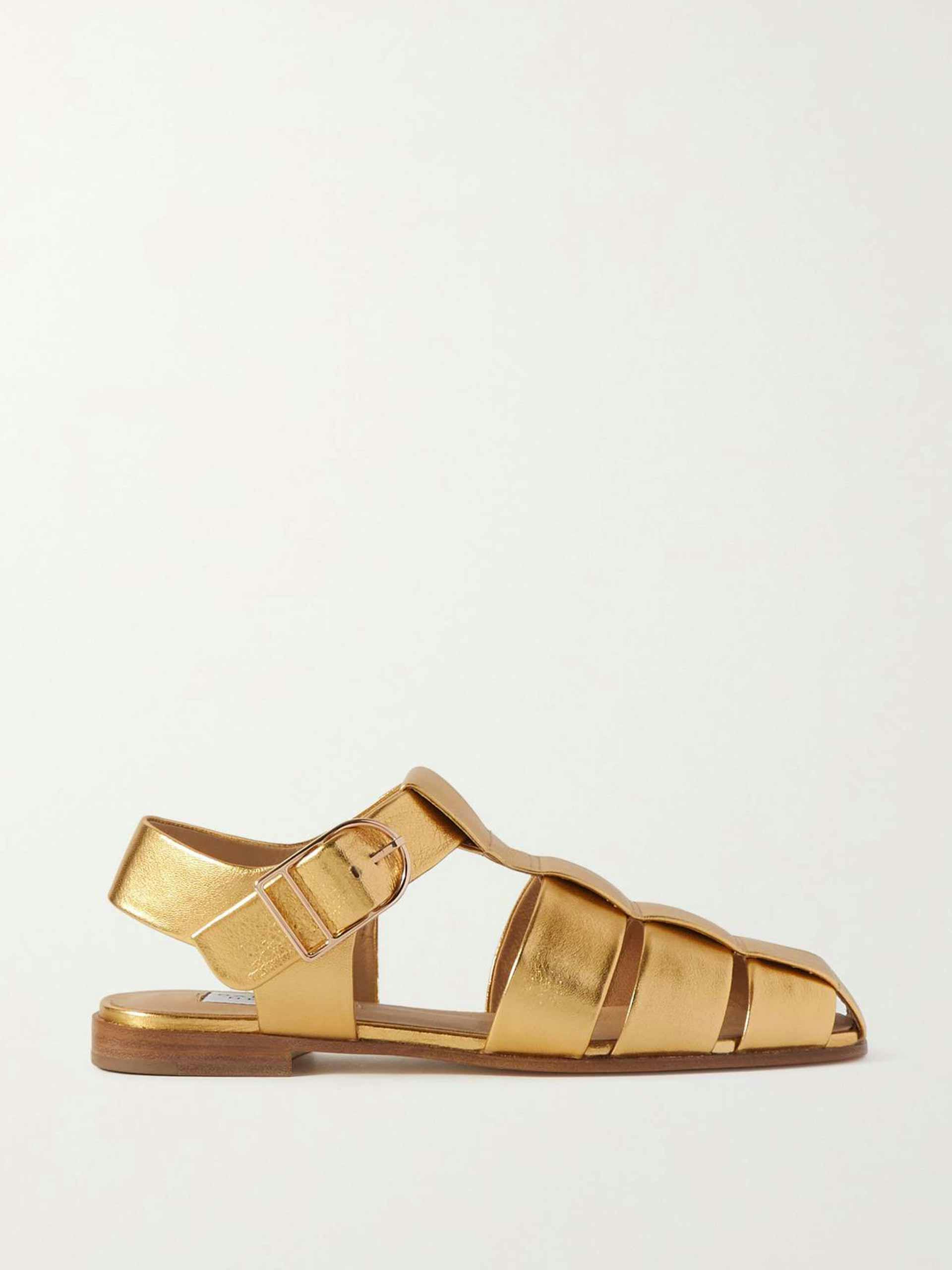 Metallic gold leather sandals