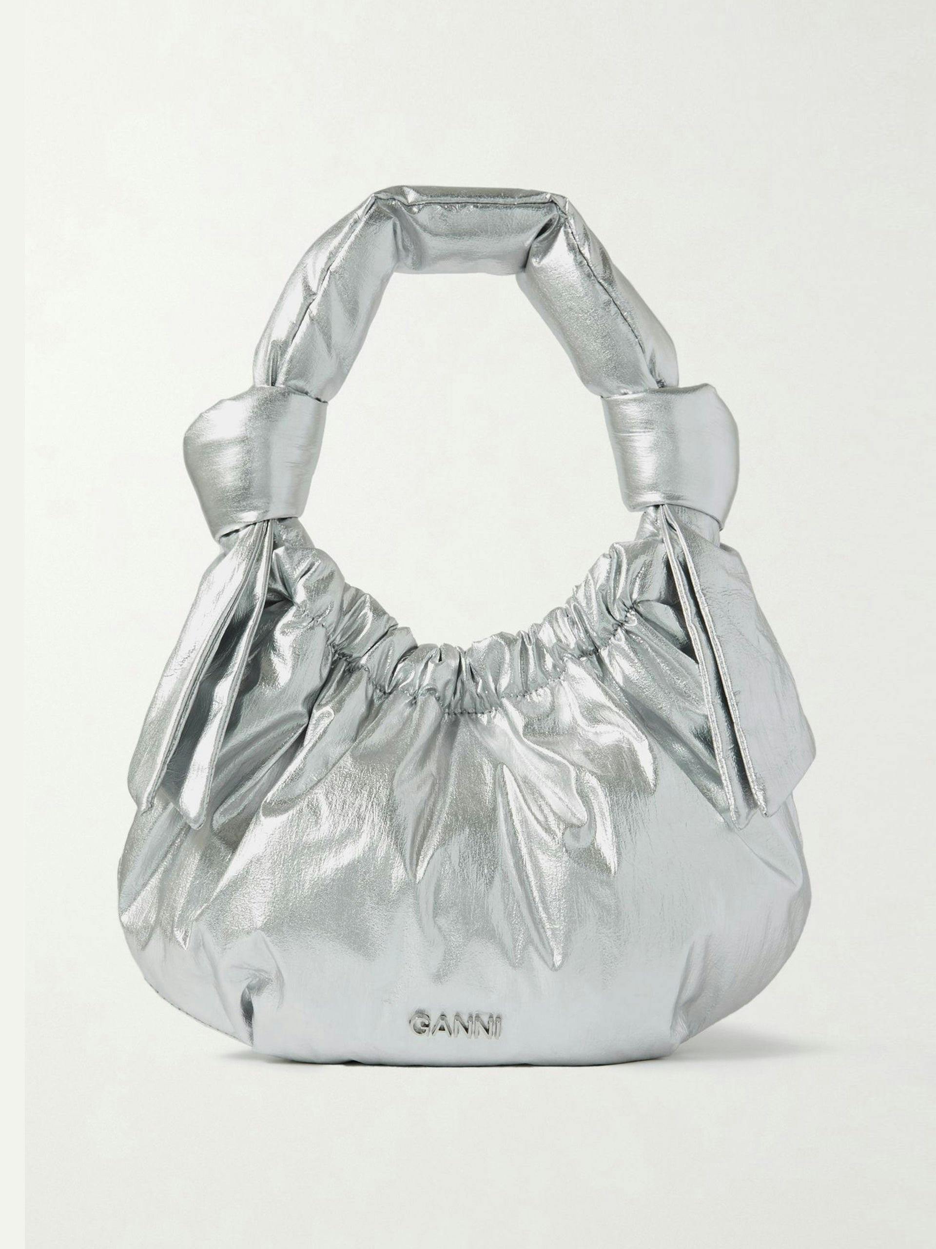 Metallic crinkled shoulder bag