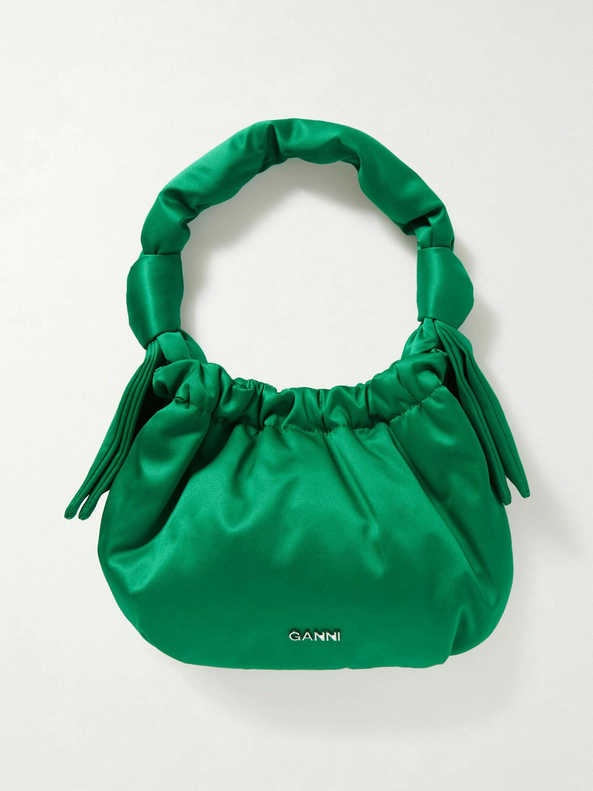 Occasion ruched recycled-satin shoulder bag