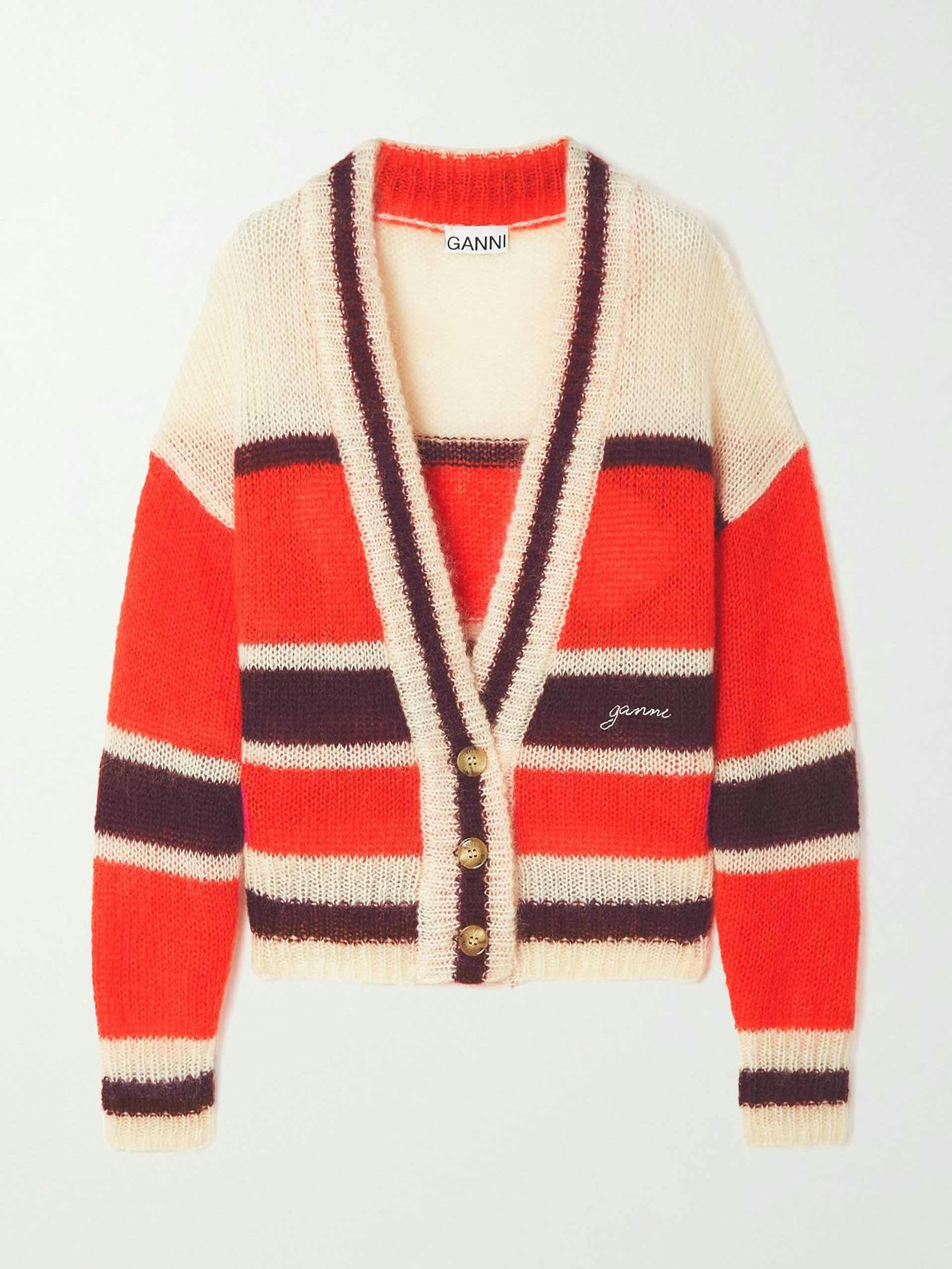 Striped wool cardigan