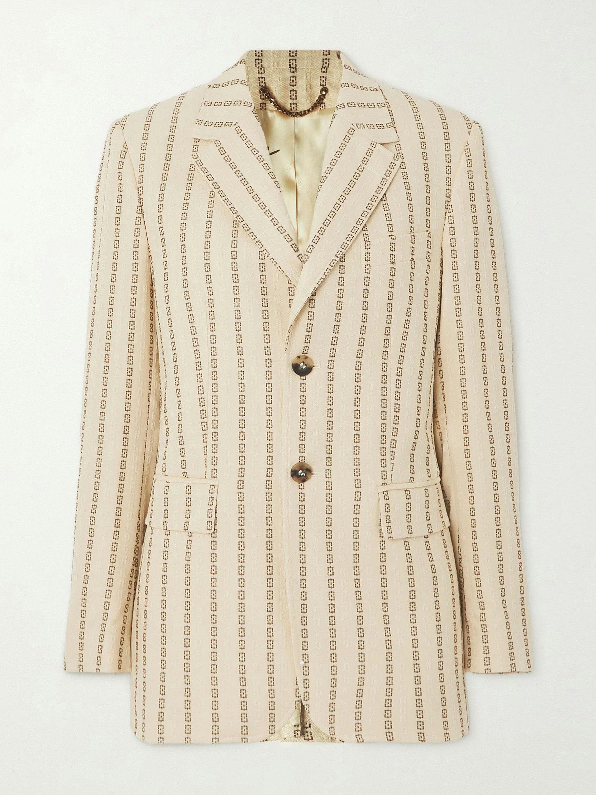 Cream cotton jacquard jacket