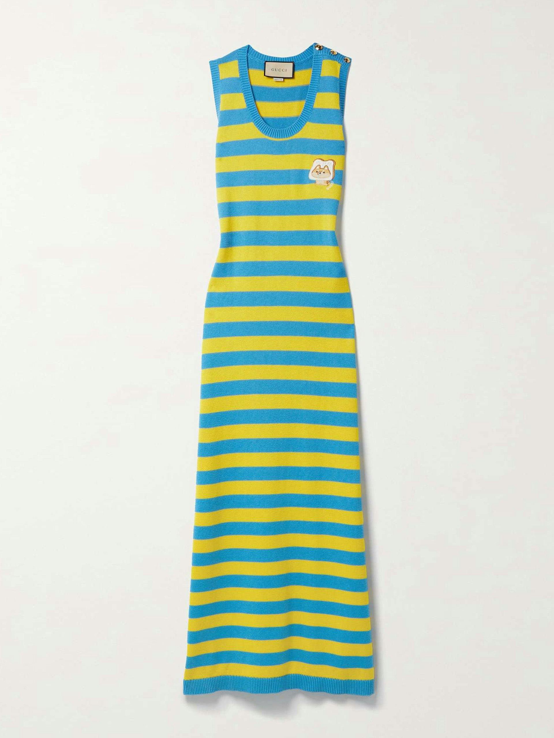 Blue and yellow stripe dress