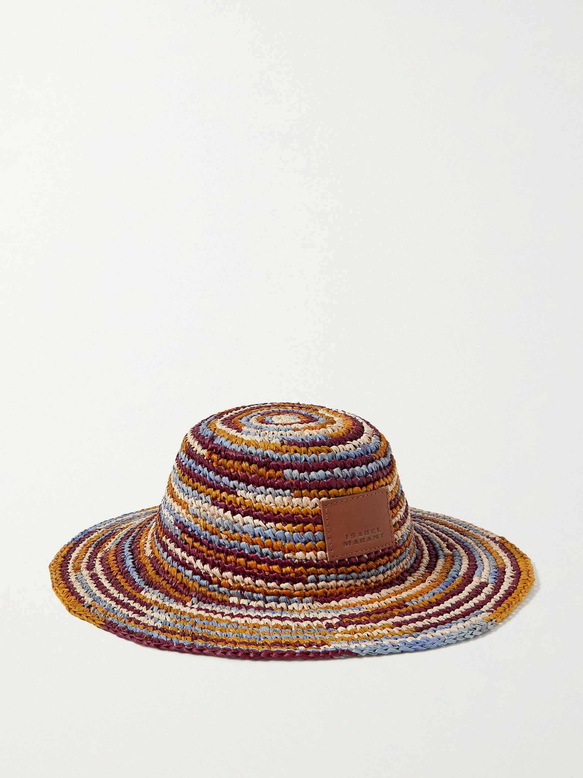 Multi-coloured woven raffia hat