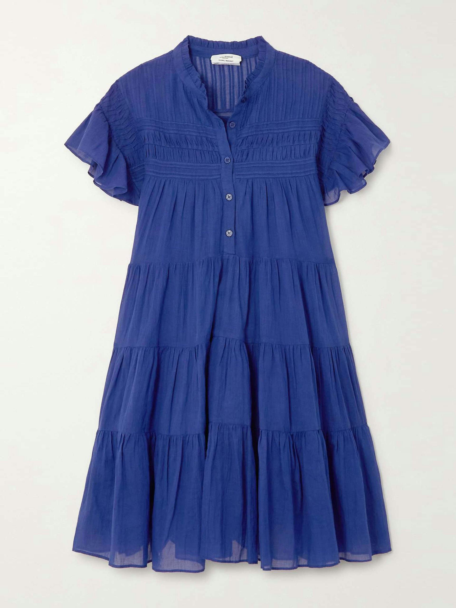 Pleated cotton mini dress