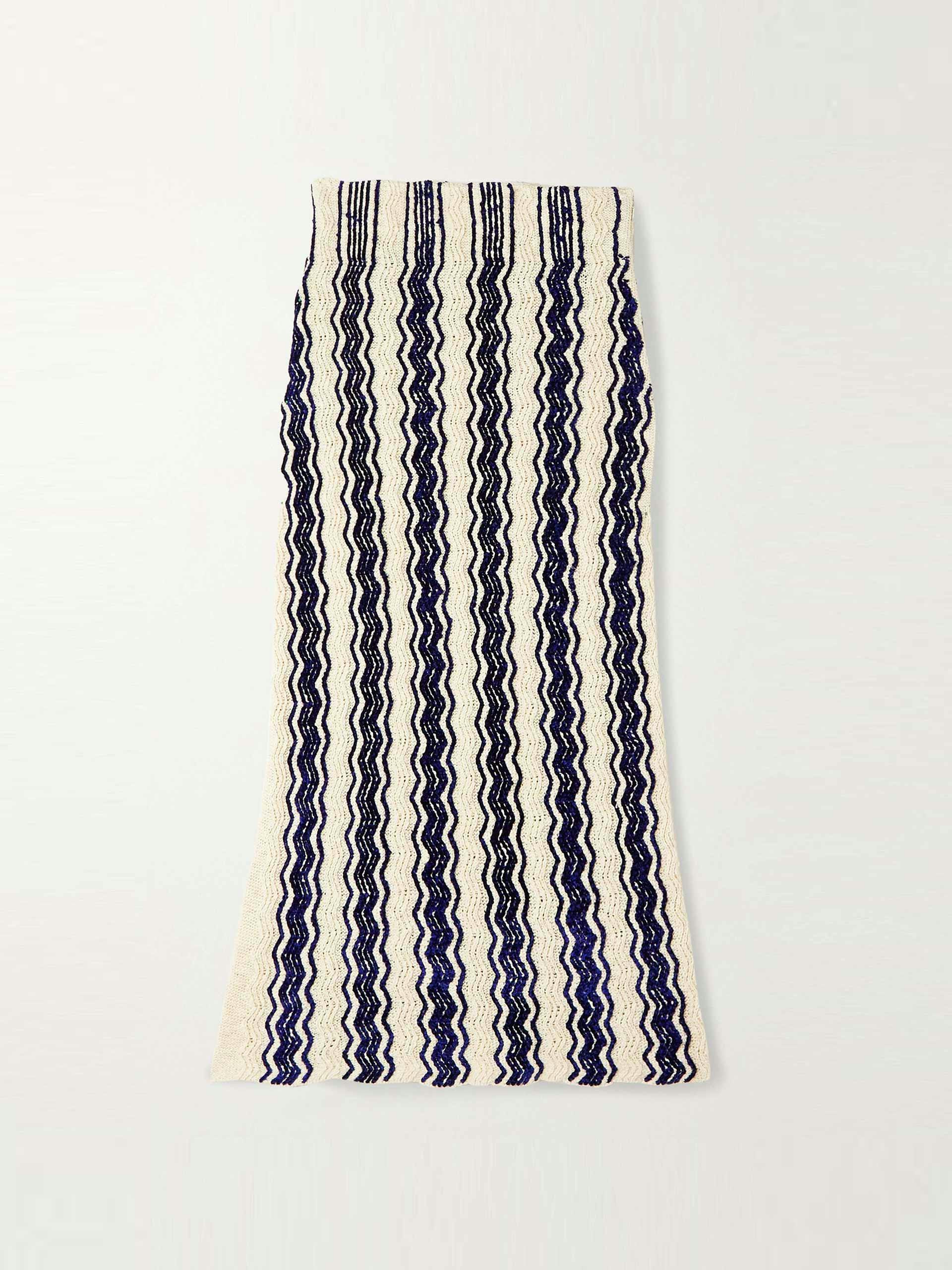 Knitted striped midi skirt