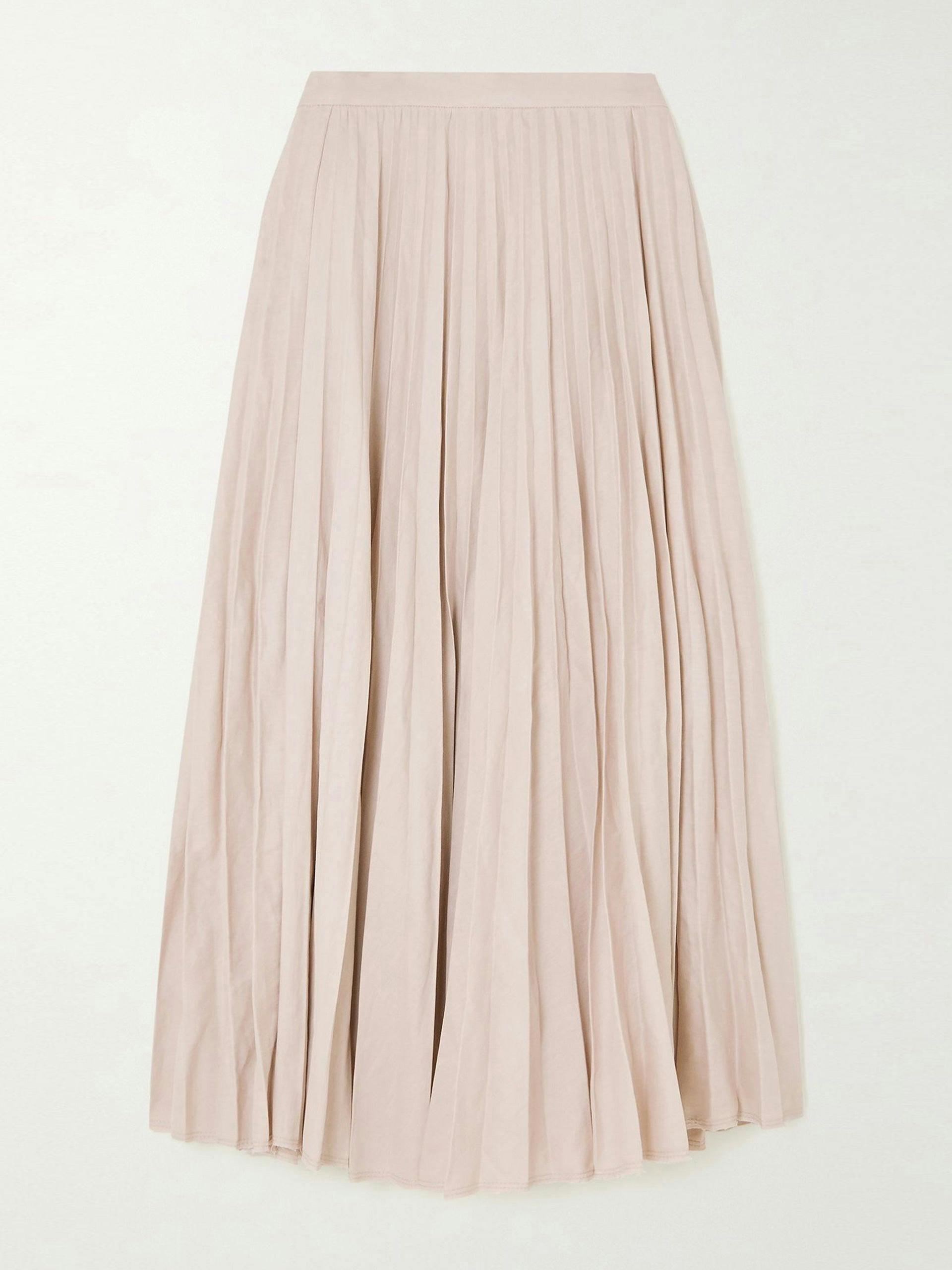 Pleated pink midi skirt