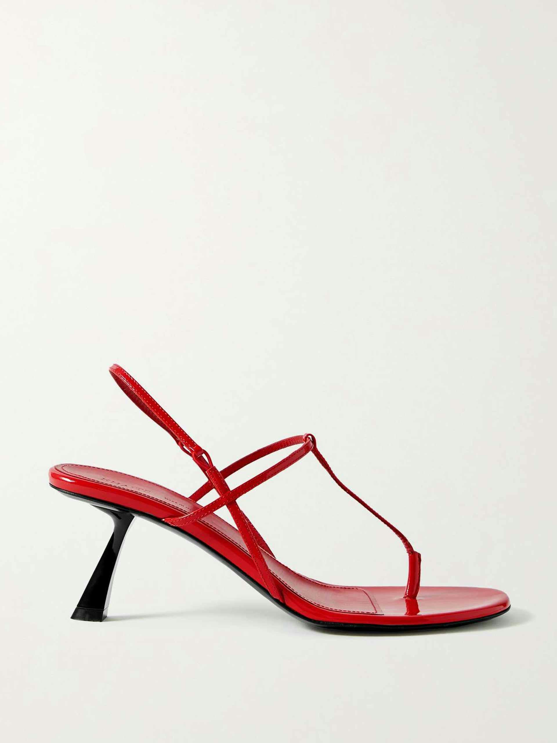 Red strappy slingback sandals