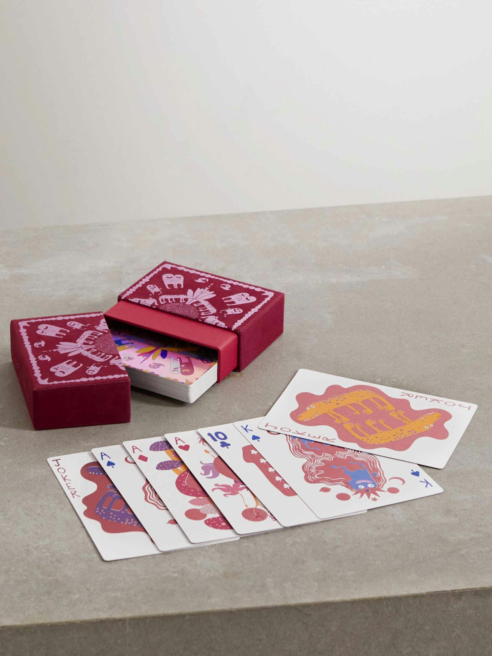 Jumbo playing cards in a velvet box