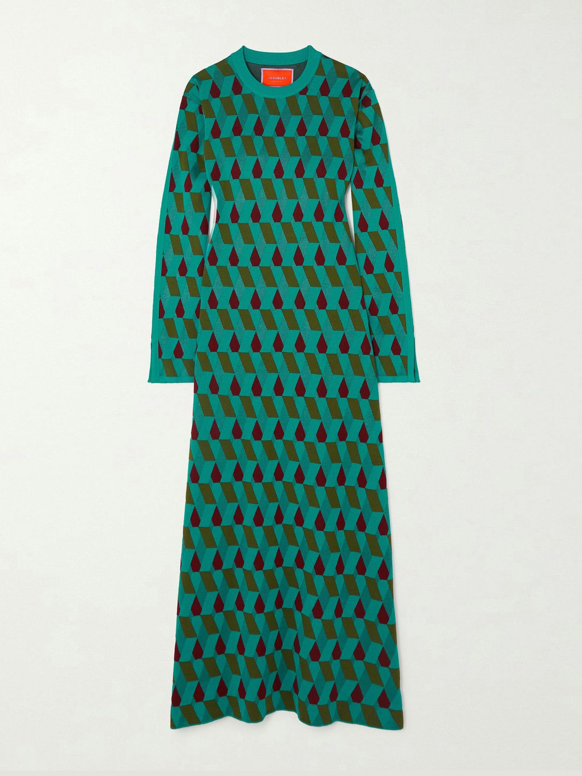 Leisure jacquard-knit cotton-blend maxi dress
