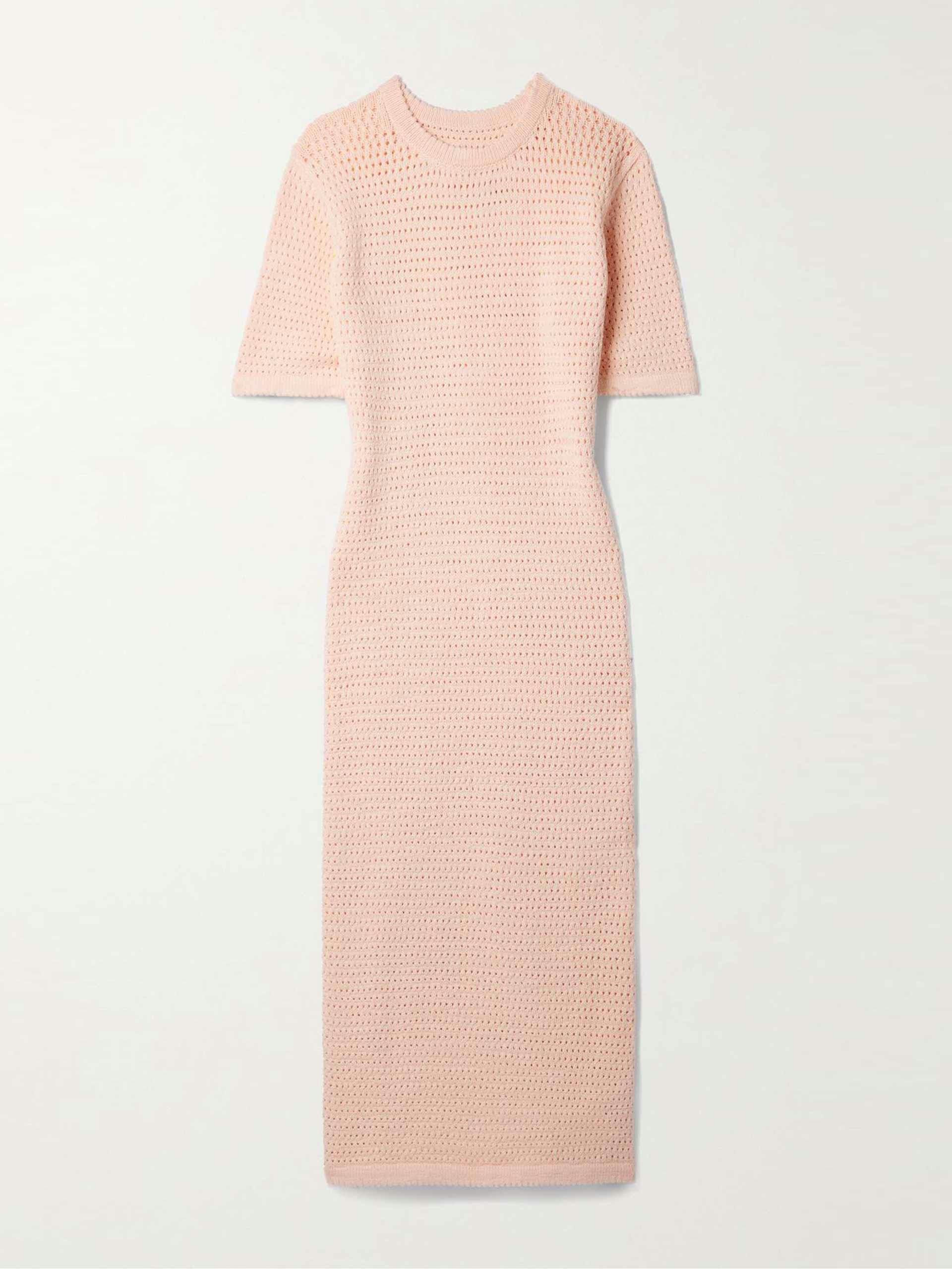 Crocheted pink midi dress