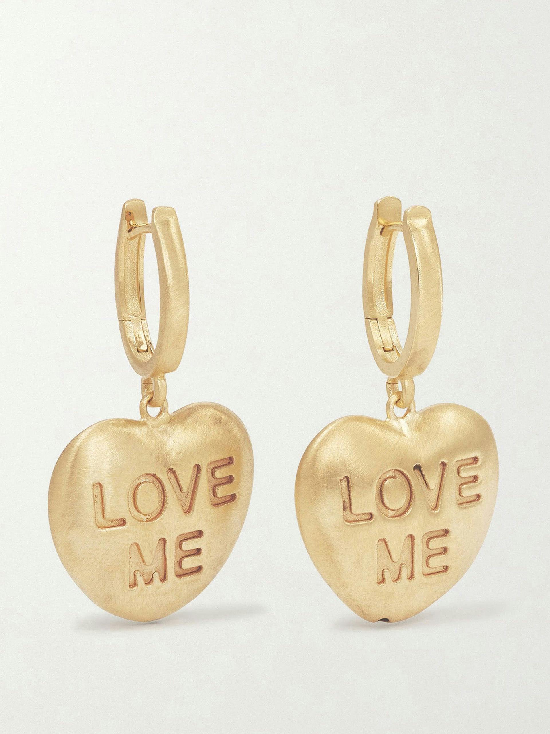 Love Me 14-karat gold earrings