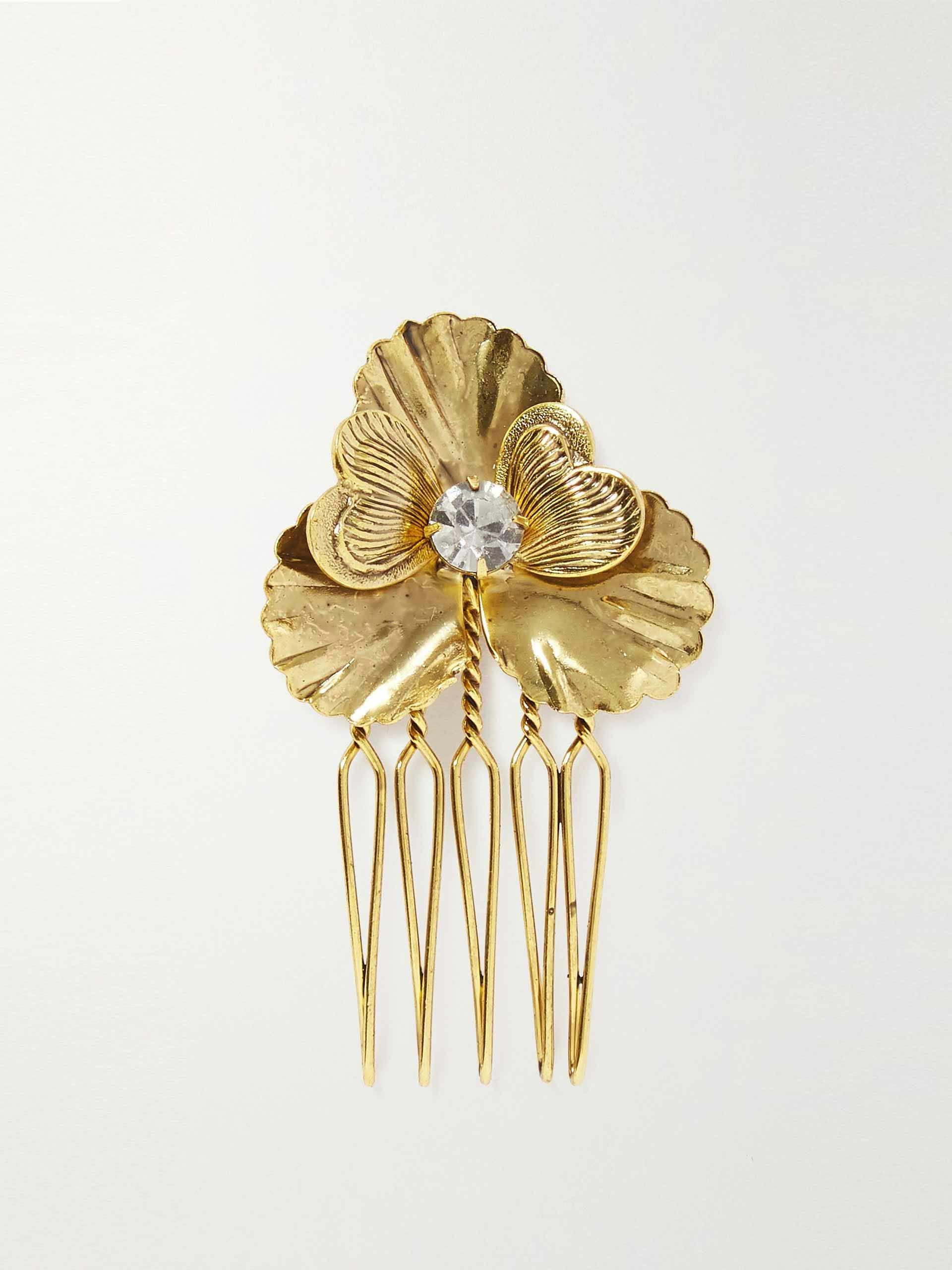 gold tone crystal hair clip