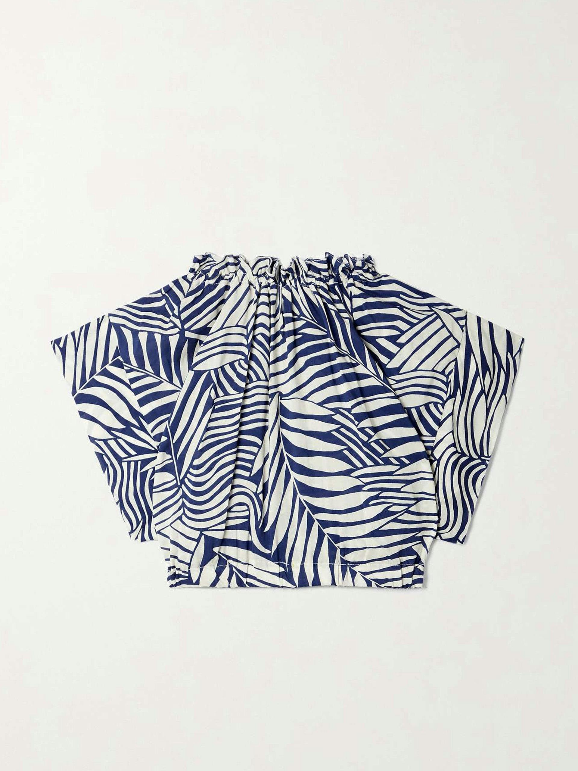 Blue and white printed top