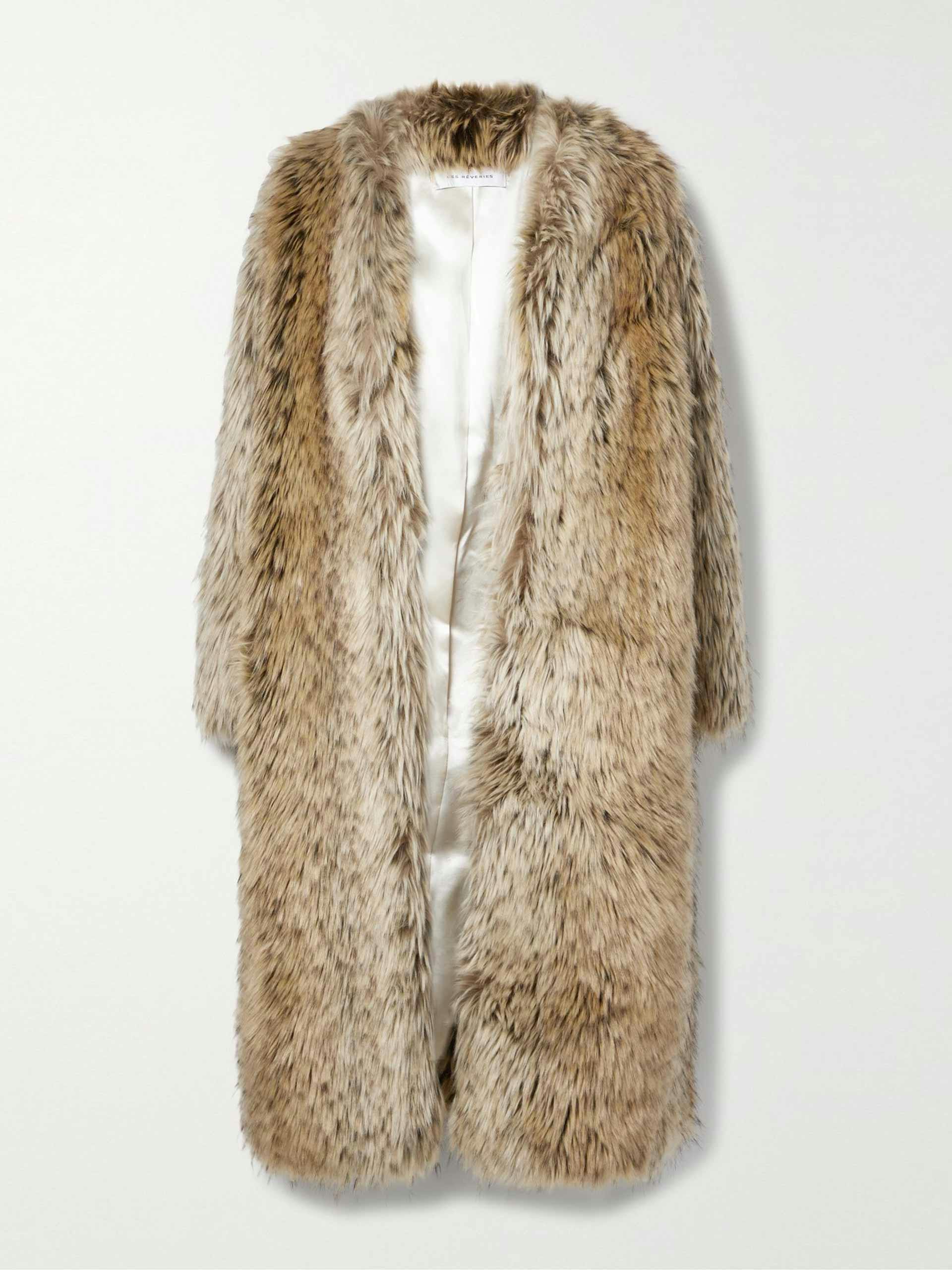 Beige faux fur coat