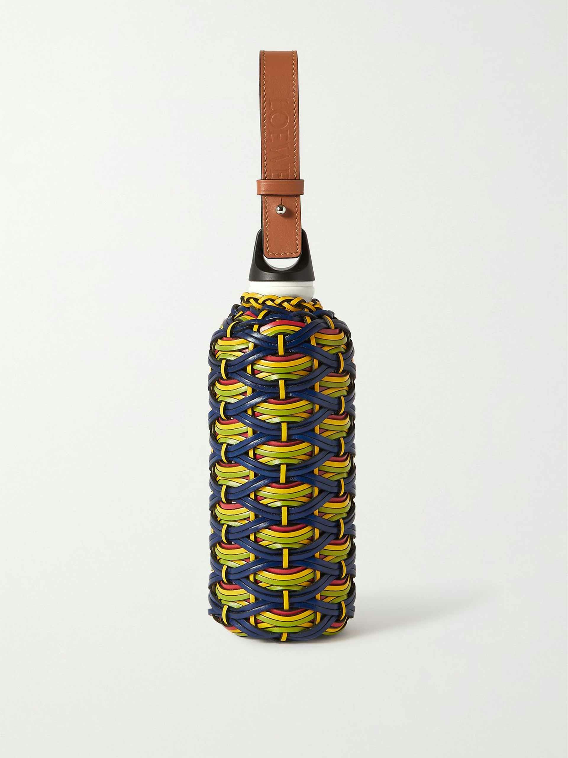 Braided leather and aluminum water bottle