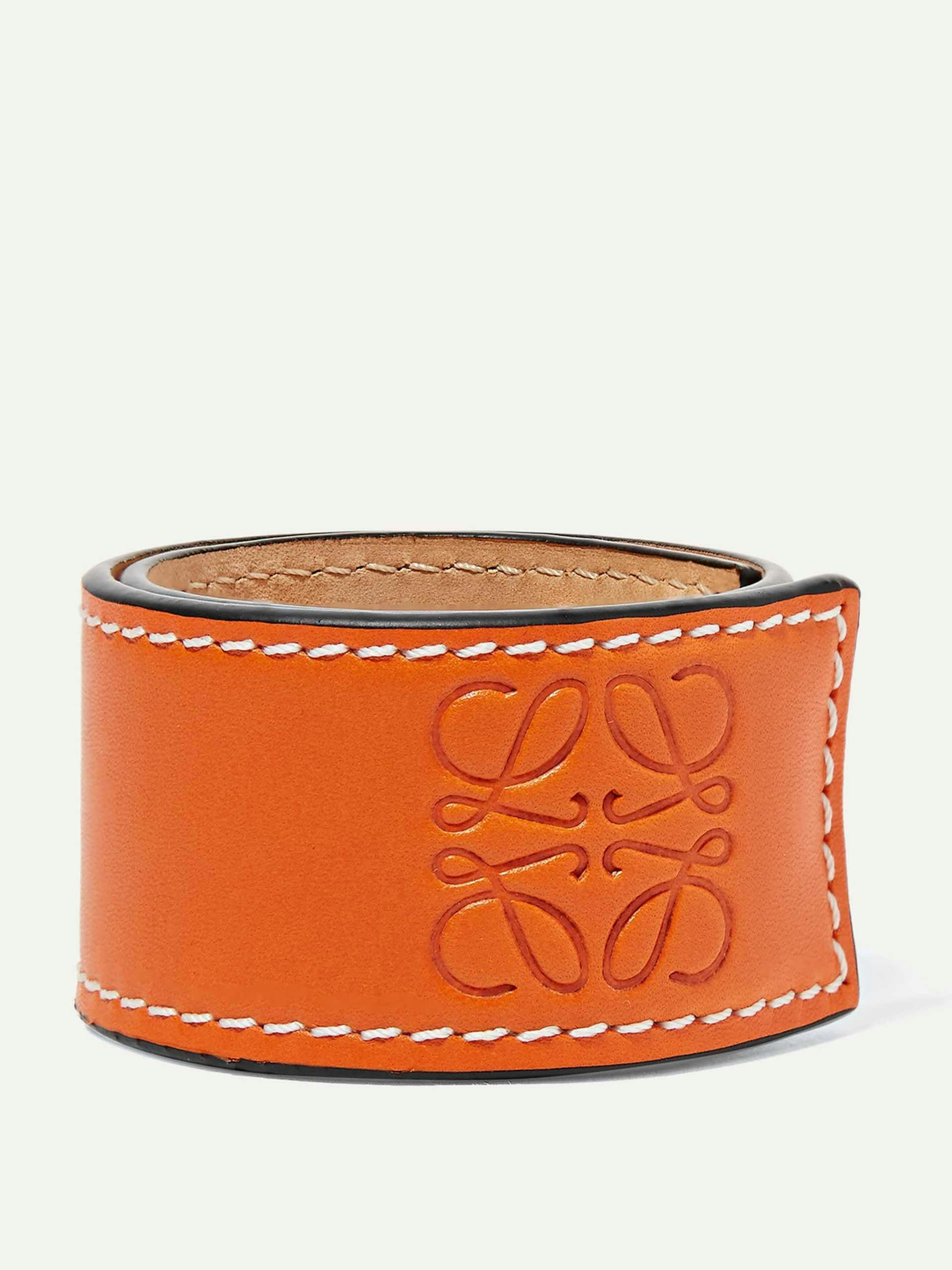 Logo-embossed leather bracelet