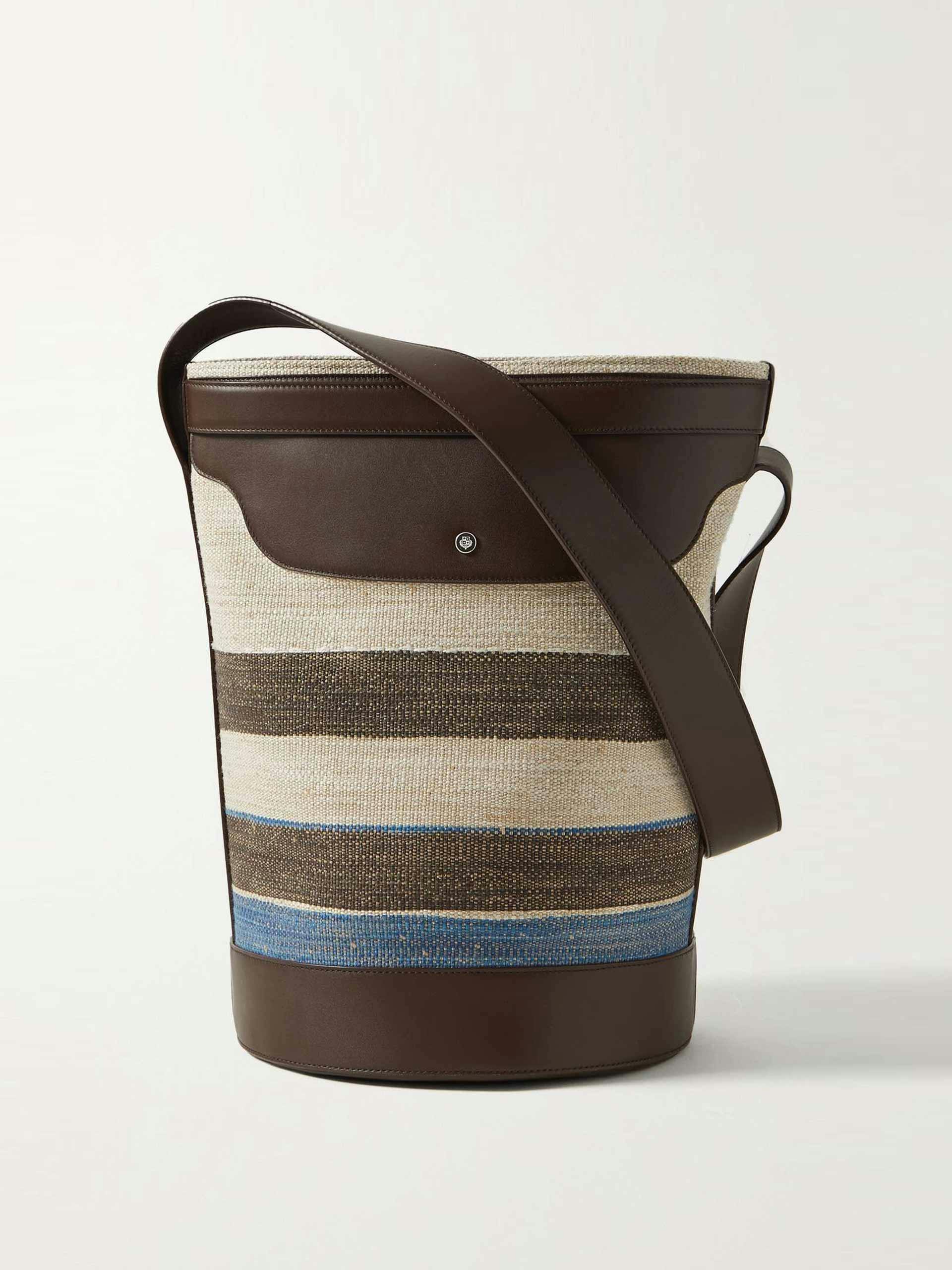 Canvas striped bucket bag
