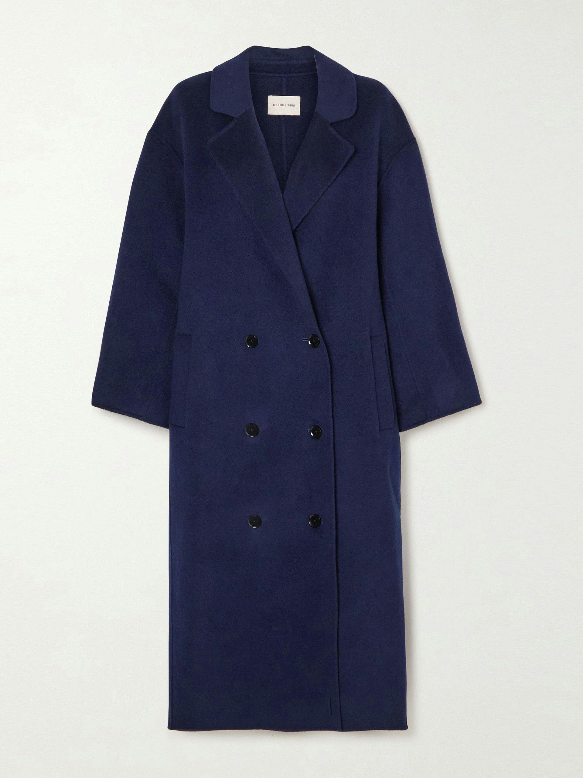 Navy cashmere-blend coat
