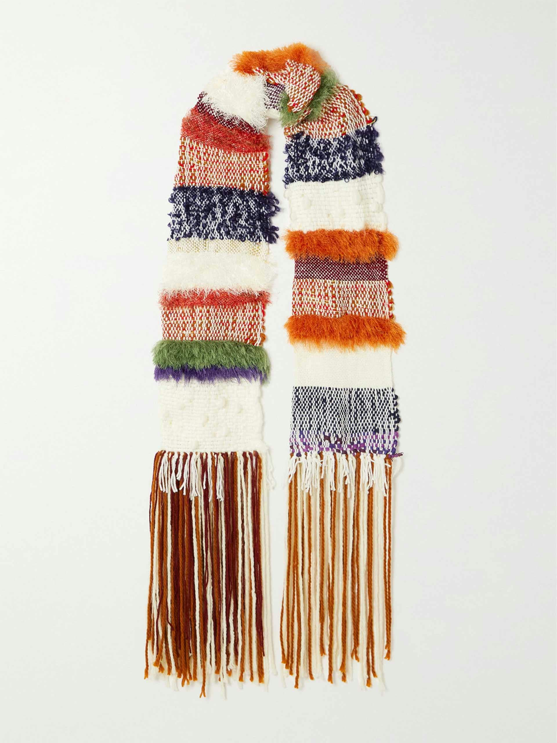 Fringed woven scarf
